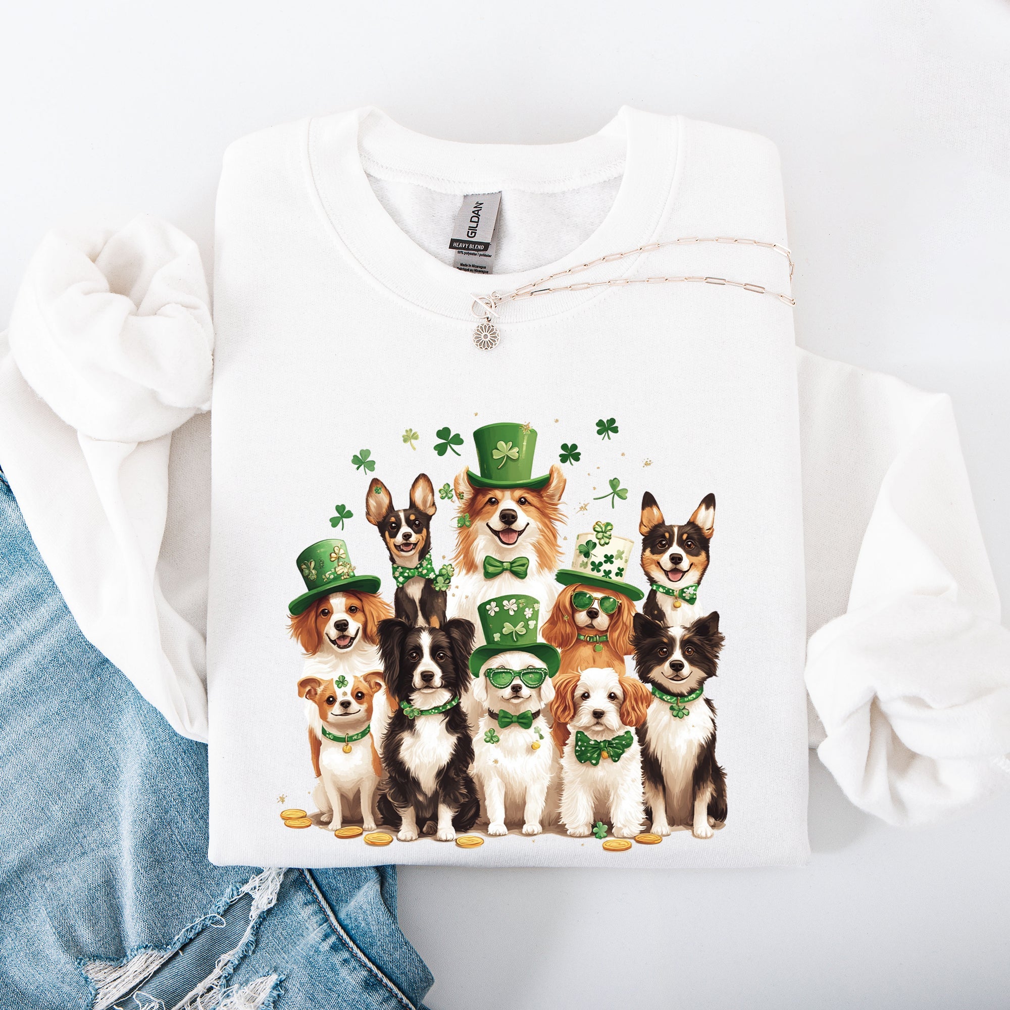St Patrick's Dogs Adorable St Patrick's Day Shamrock Clover Lucky Leprechaun Sweatshirt