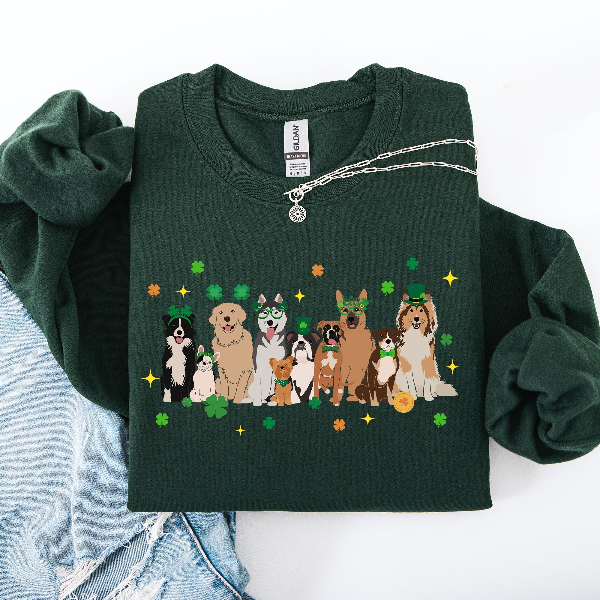 St Patrick's Dogs St Patrick's Day Shamrock Clover Lucky Leprechaun Graphic Sweatshirt
