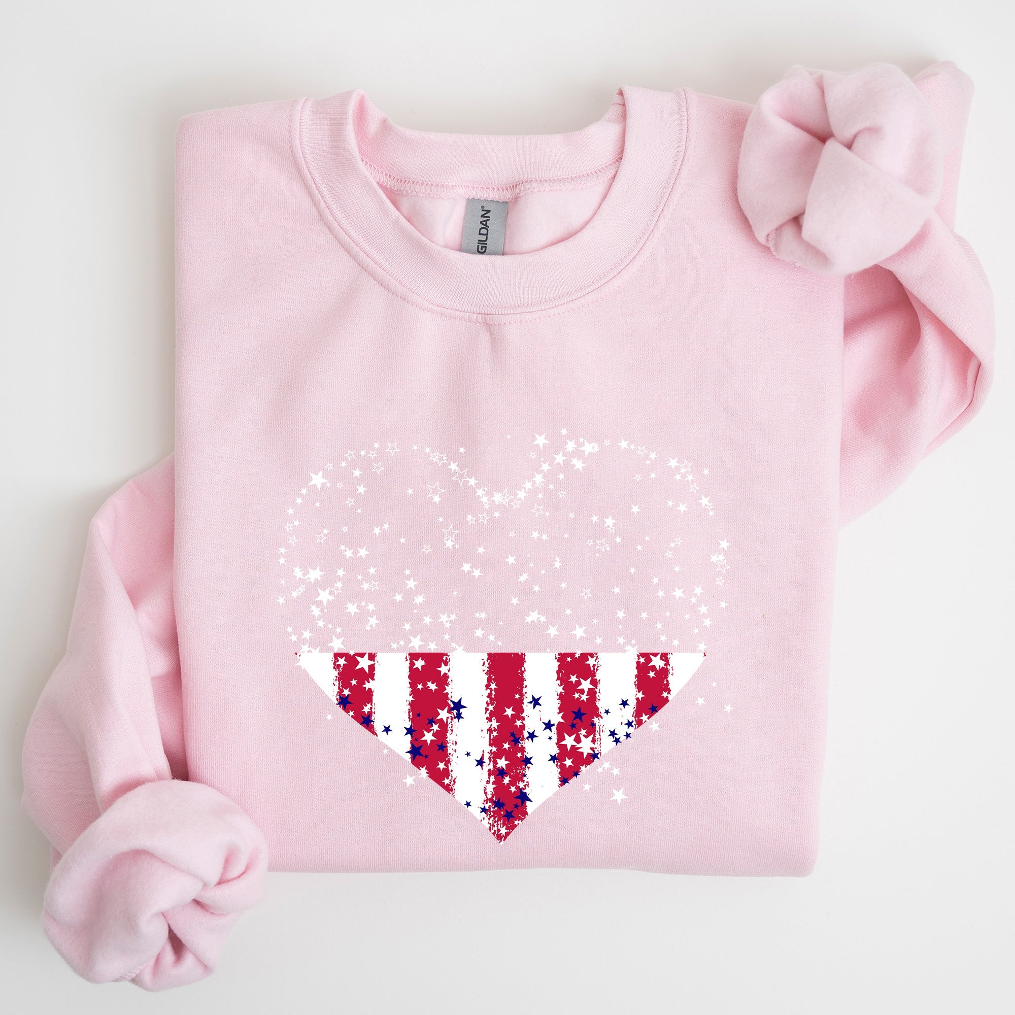 Star Hearts Red White Blue Fourth Of July Patriotic Celebration Edition Sweatshirt