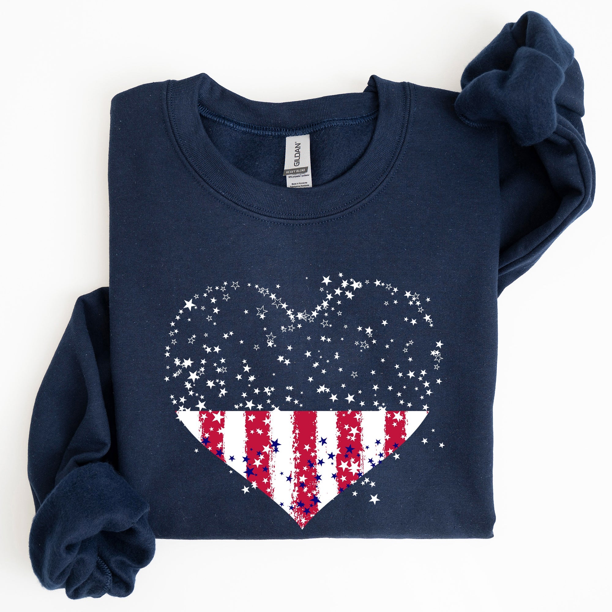 Star Hearts Red White Blue Fourth Of July Patriotic Celebration Edition Sweatshirt