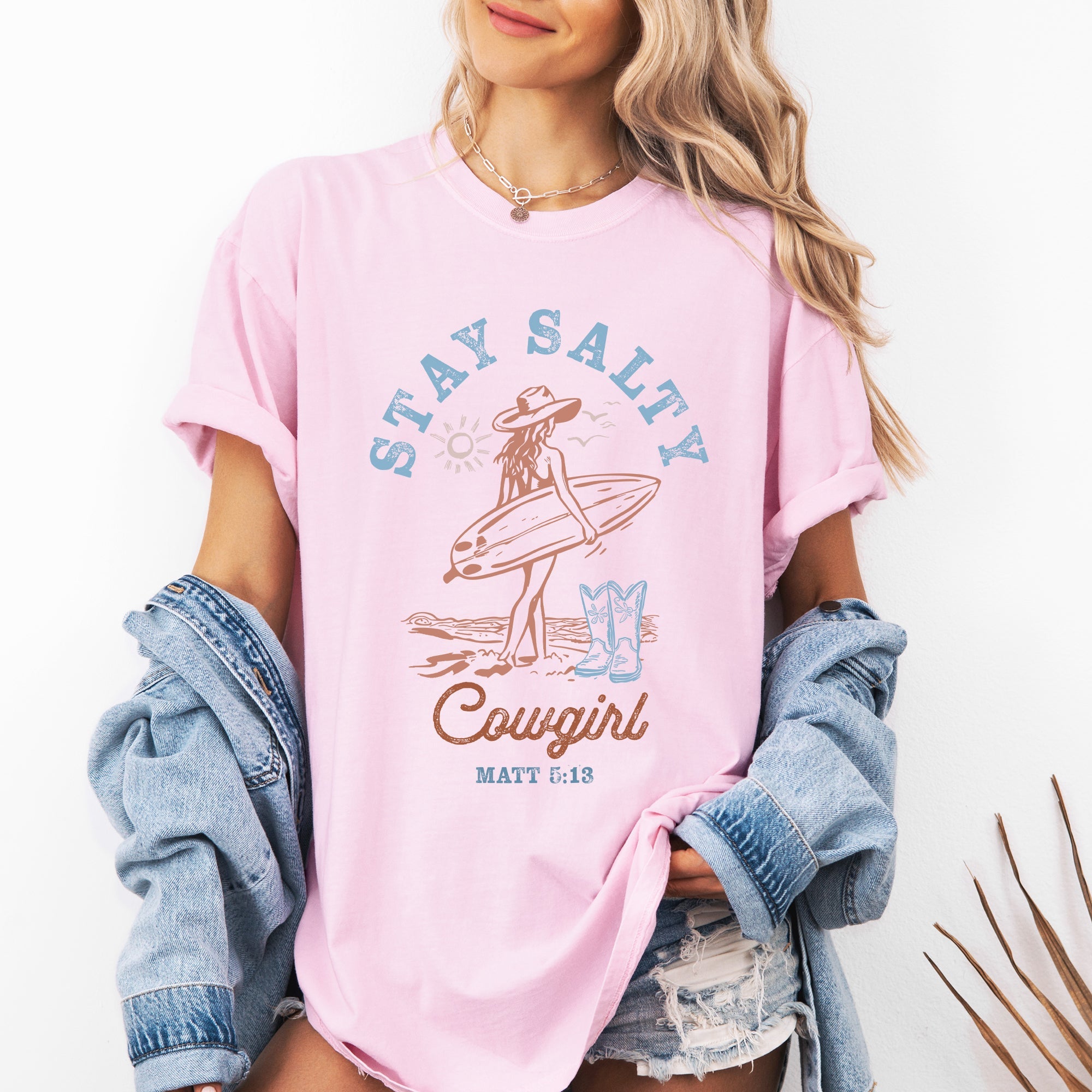 Stay Salty Cowgirl Matthew Faith Religious Gospel Beach Summer Comfort Colors Tee