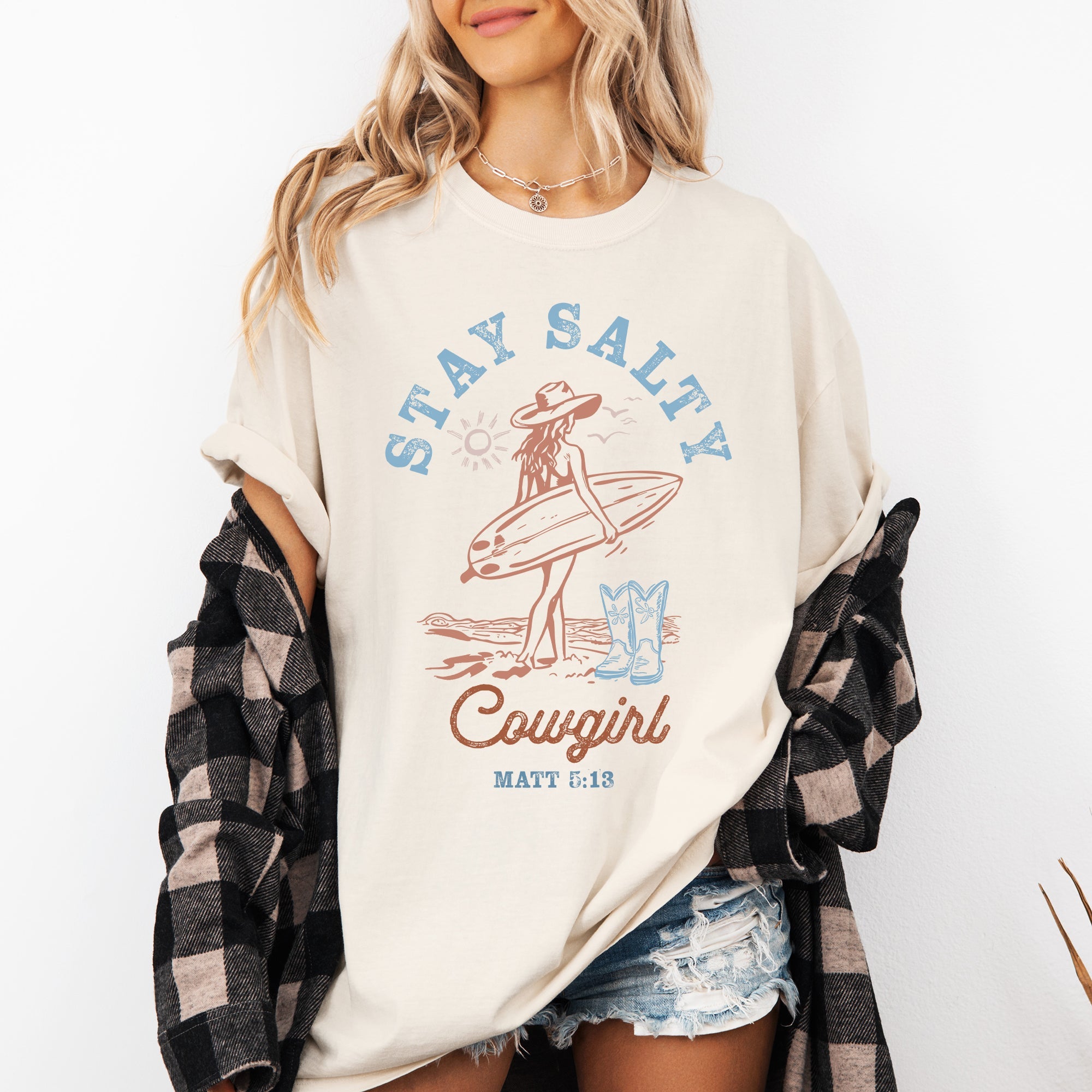 Stay Salty Cowgirl Matthew Faith Religious Gospel Beach Summer Comfort Colors Tee