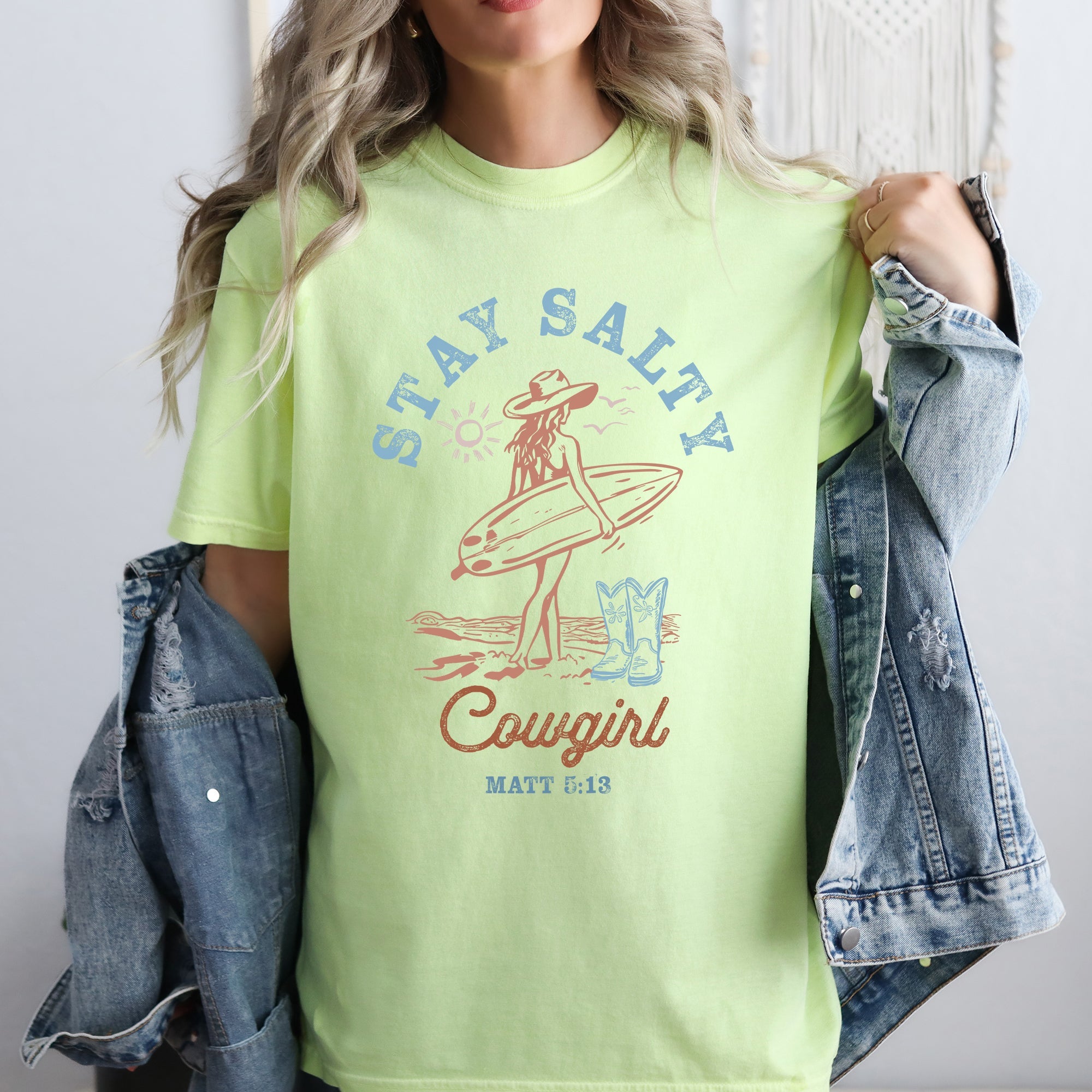 Stay Salty Cowgirl Matthew Faith Religious Gospel Beach Summer Comfort Colors Tee