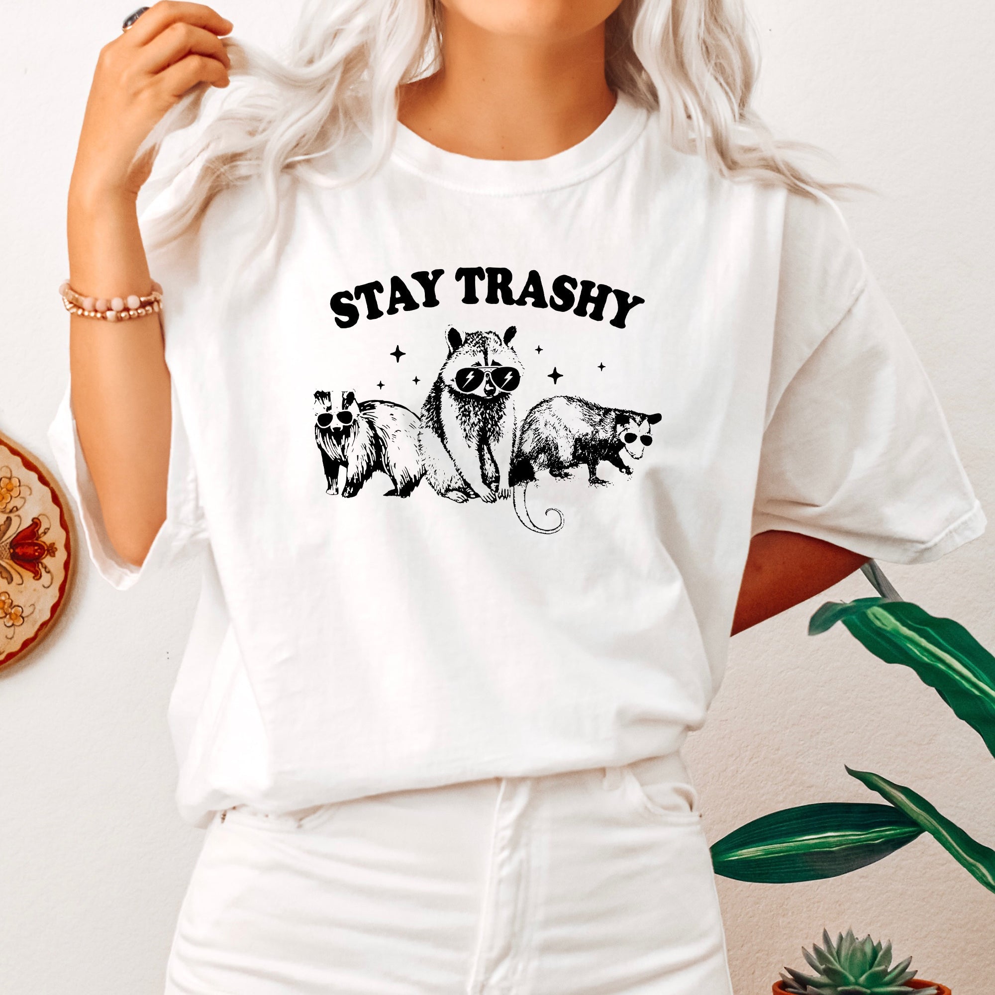 Stay Trashy Raccoon Possum Aesthetic Meme Vintage Edition Deluxe Comfort Colors Tee