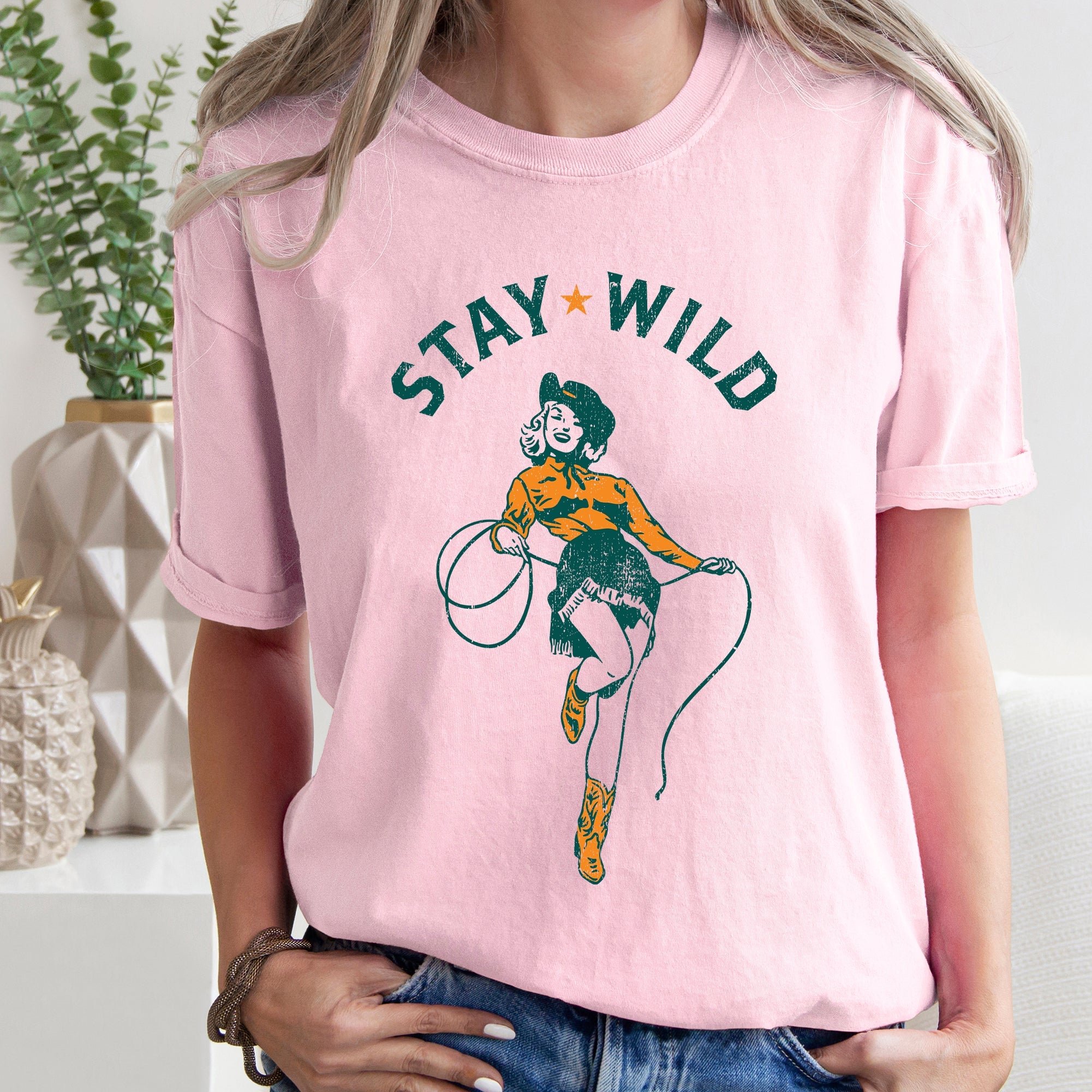 Stay Wild Cowgirl Western Country Cowboy Vintage Western Quote Comfort Colors Tee