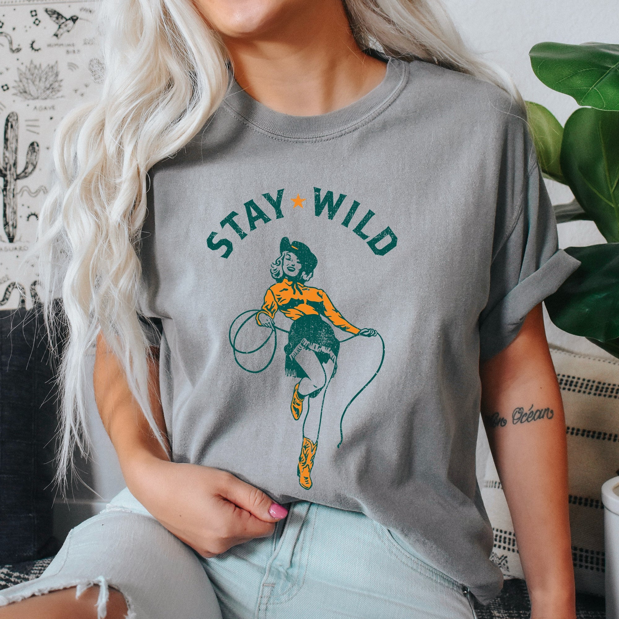 Stay Wild Cowgirl Western Country Cowboy Vintage Western Quote Comfort Colors Tee
