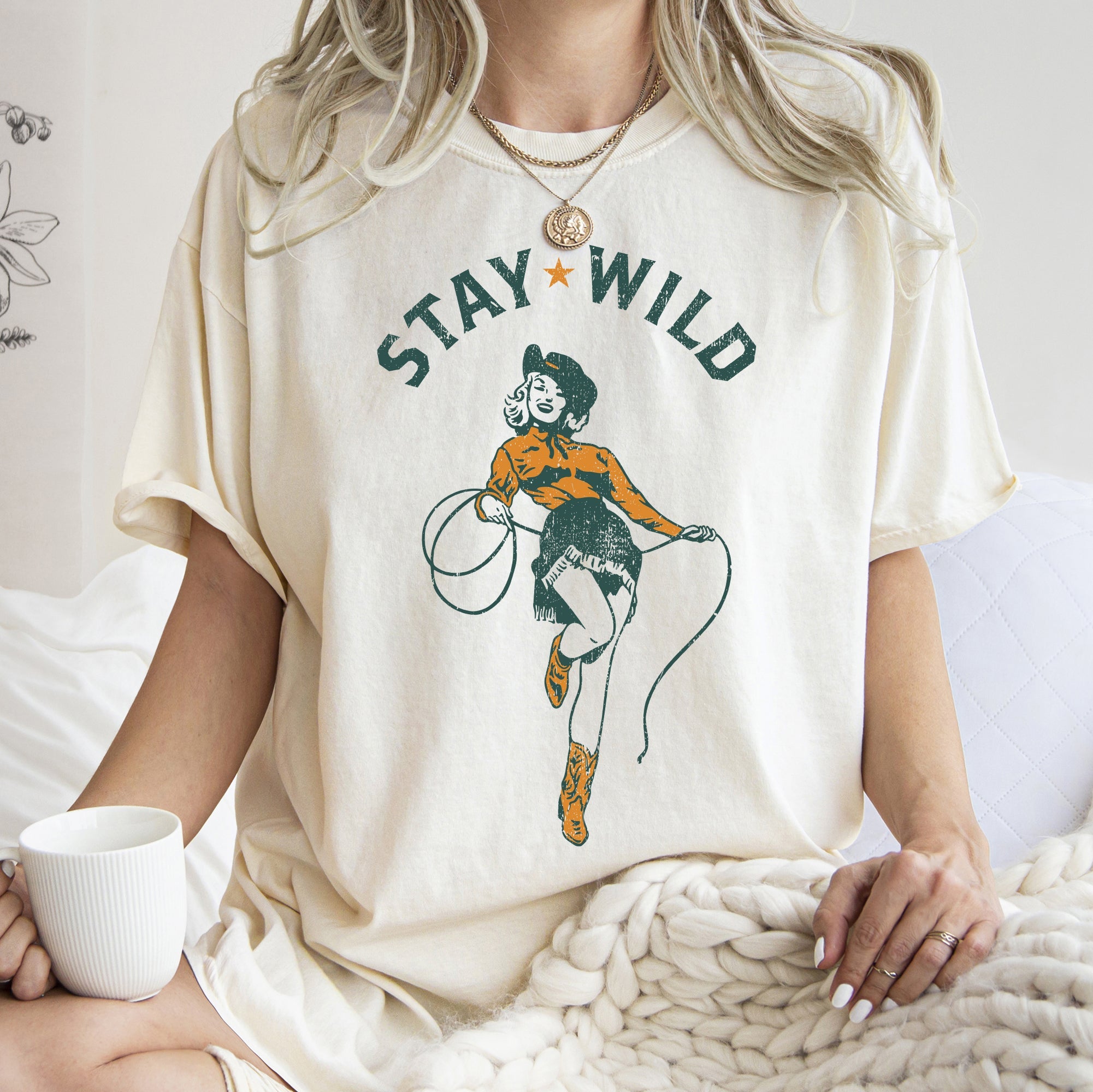 Stay Wild Cowgirl Western Country Cowboy Vintage Western Quote Comfort Colors Tee