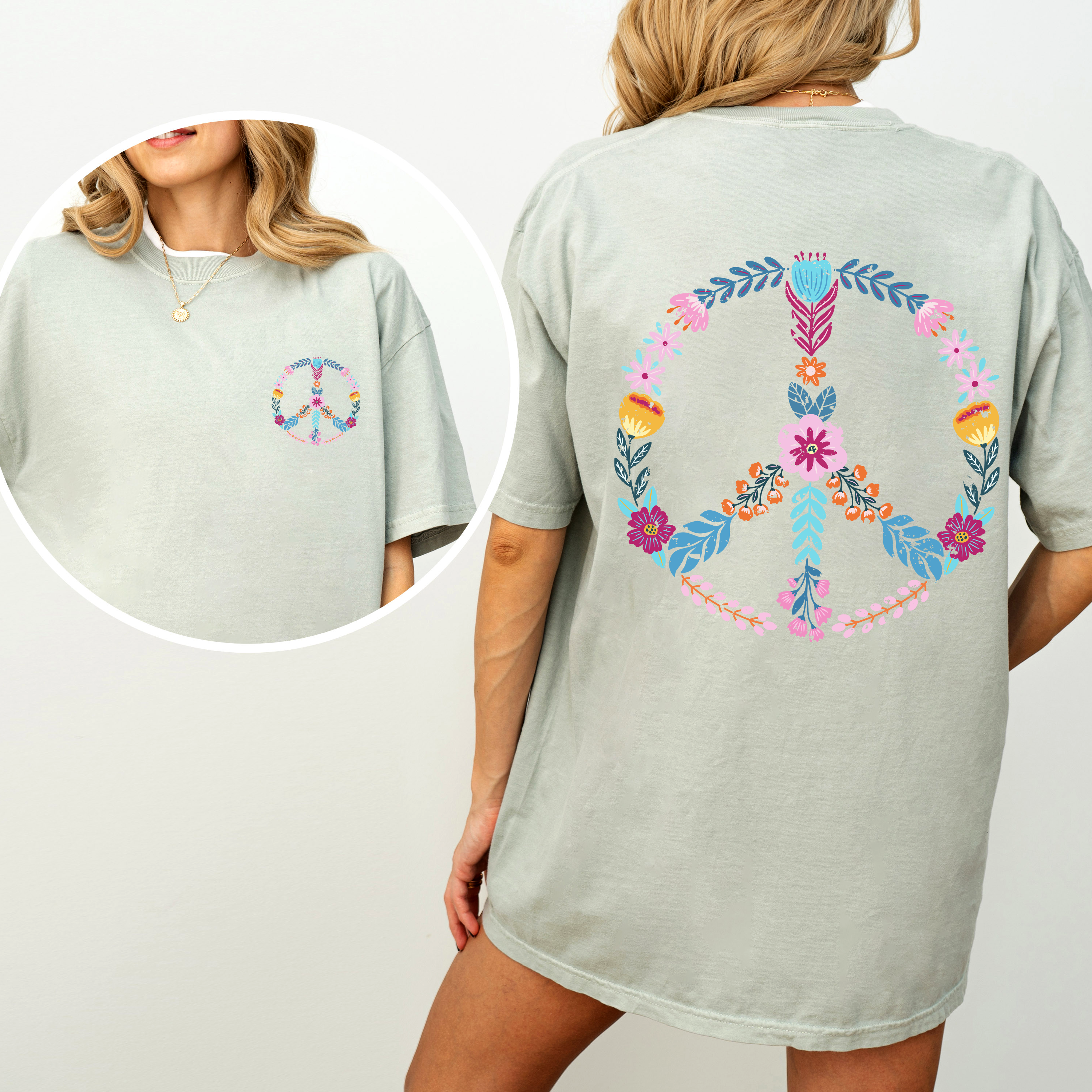 Summer Peace Floral Beachside Vibes With Positive Energy And Sunny Day Dreams Comfort Colors Tee