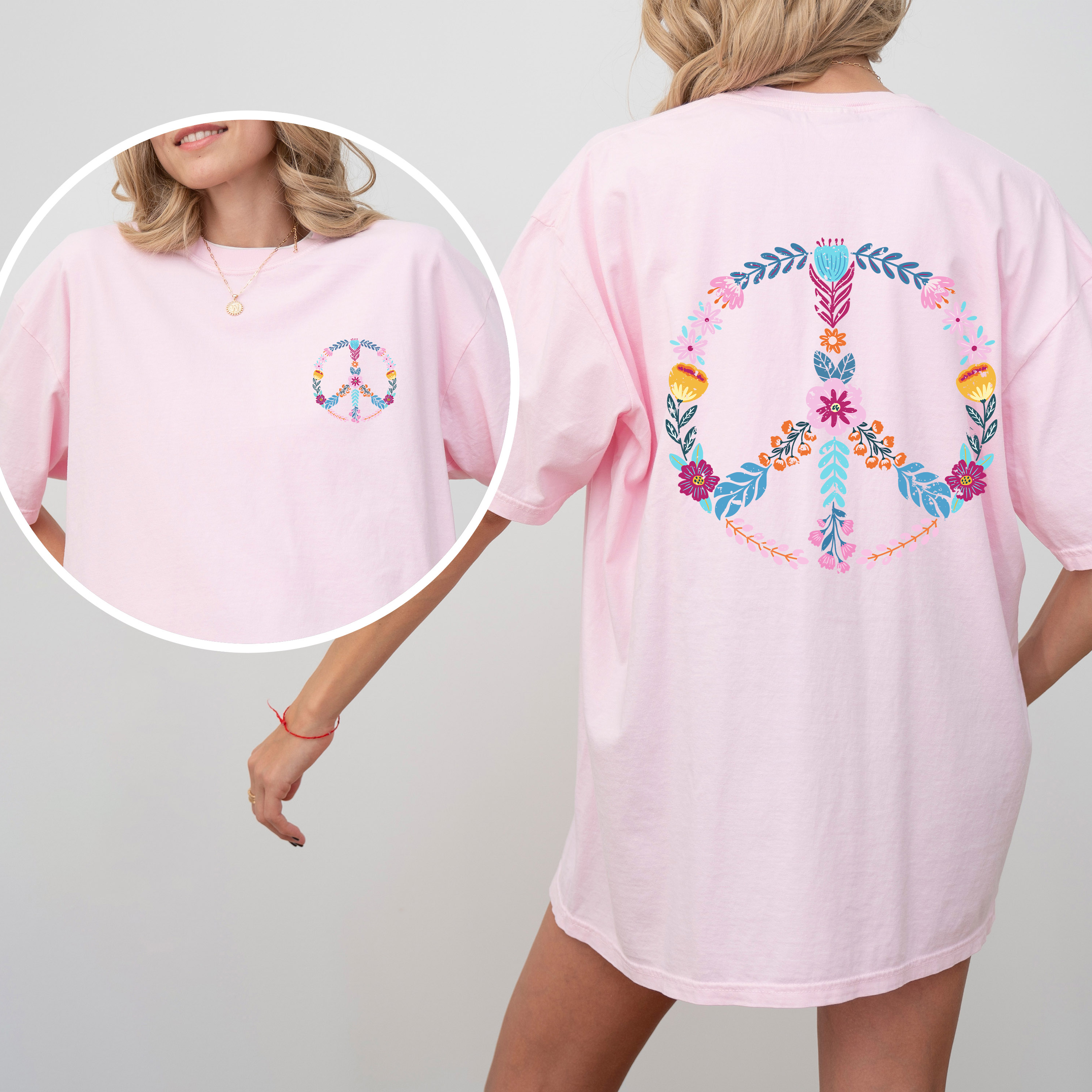 Summer Peace Floral Beachside Vibes With Positive Energy And Sunny Day Dreams Comfort Colors Tee