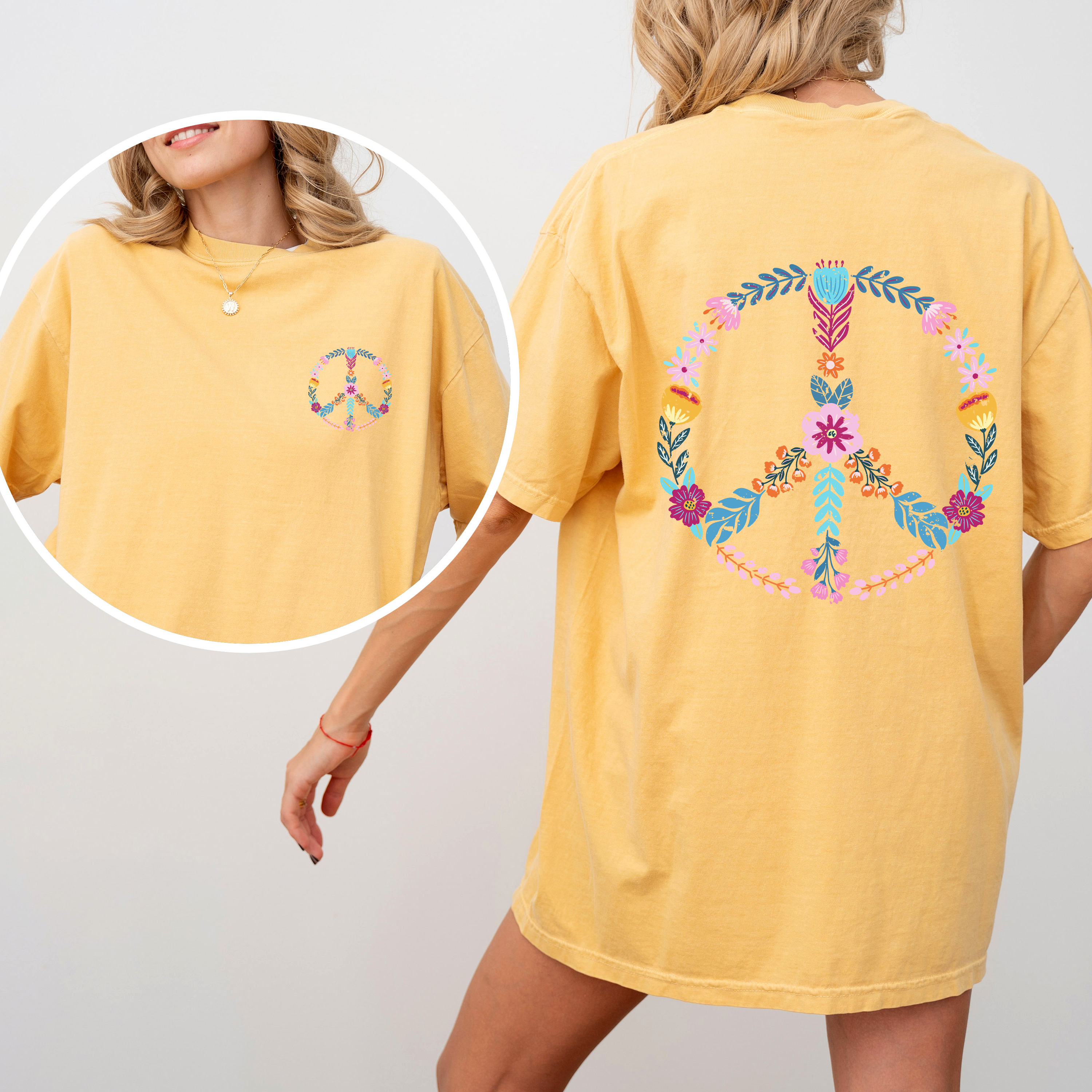 Summer Peace Floral Beachside Vibes With Positive Energy And Sunny Day Dreams Comfort Colors Tee