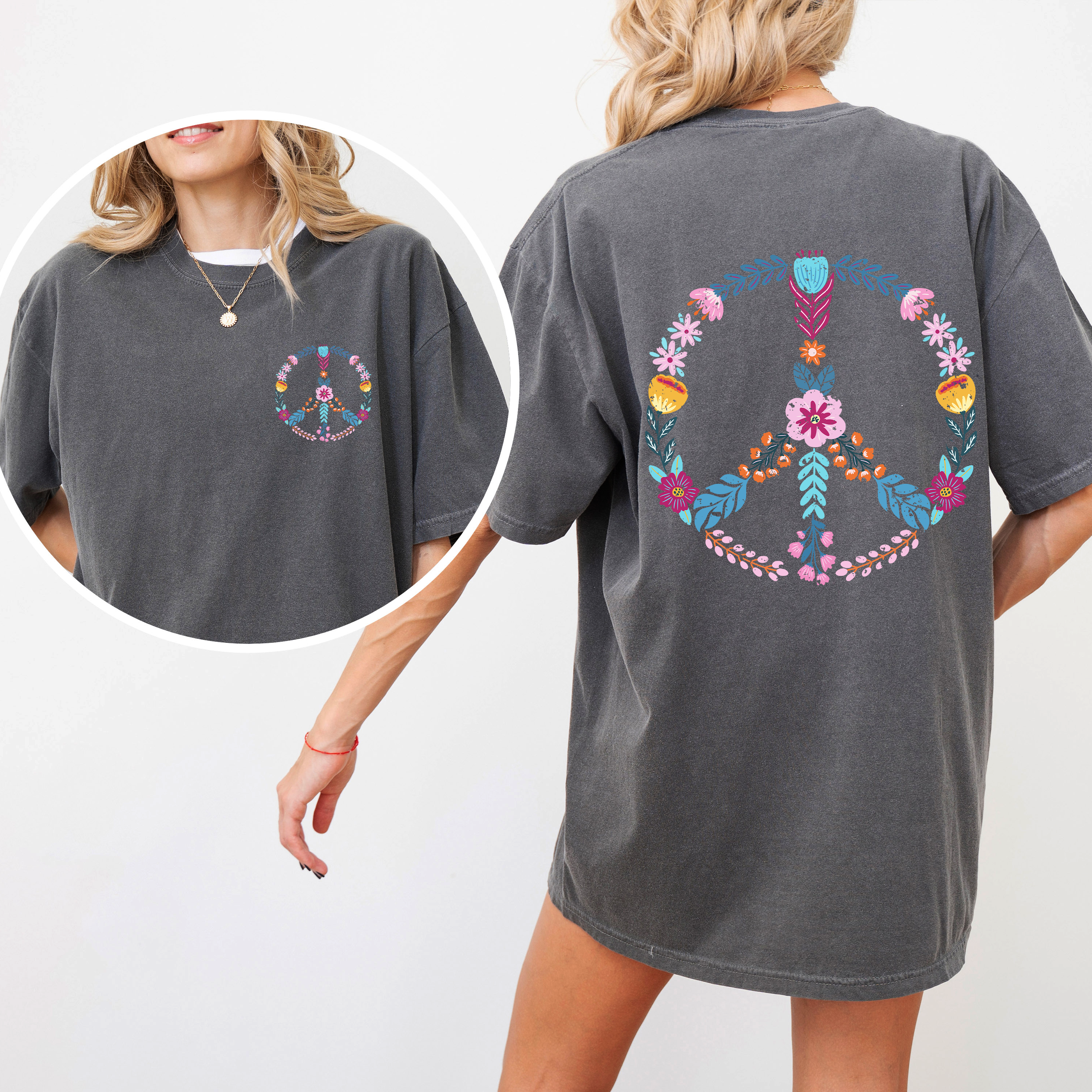 Summer Peace Floral Beachside Vibes With Positive Energy And Sunny Day Dreams Comfort Colors Tee