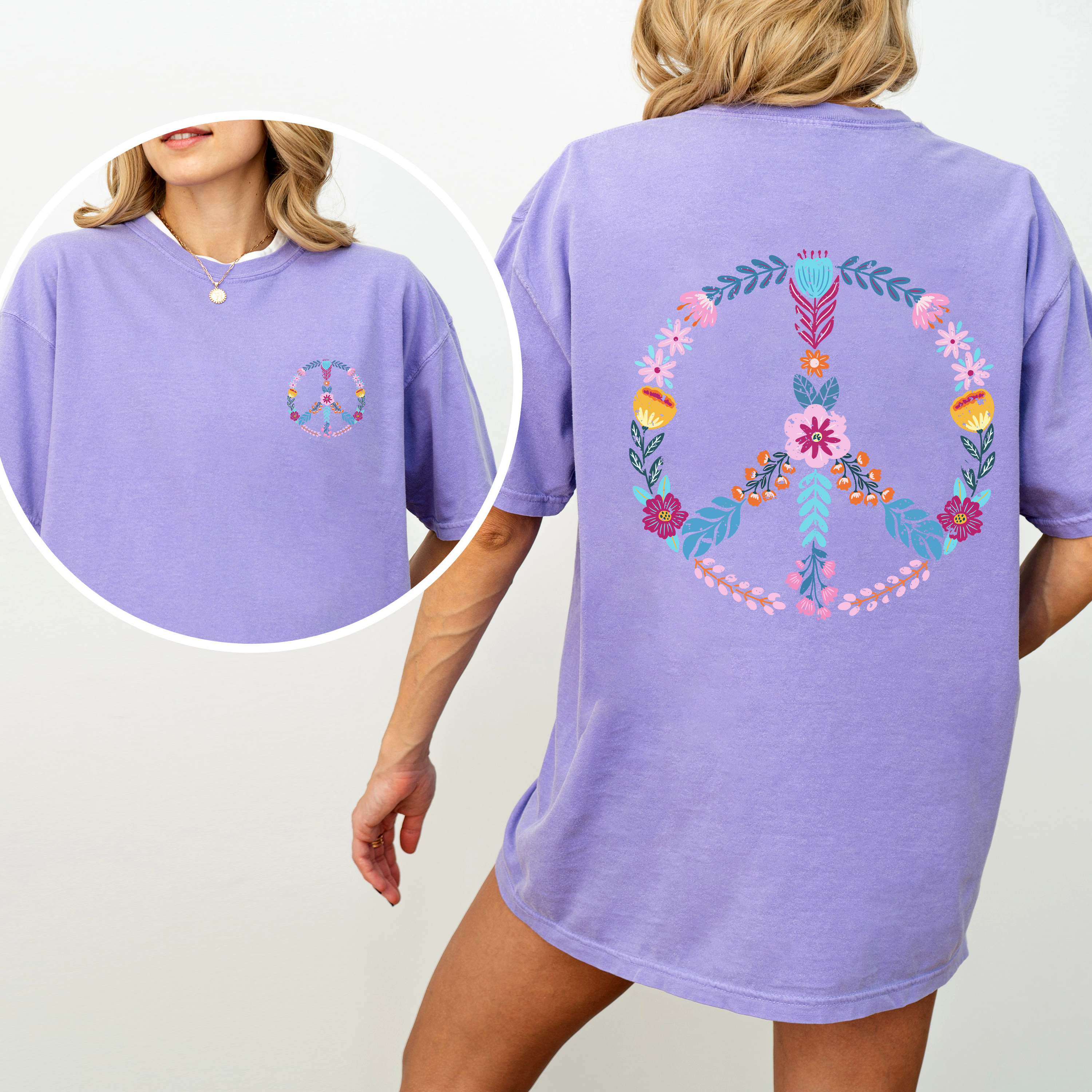 Summer Peace Floral Beachside Vibes With Positive Energy And Sunny Day Dreams Comfort Colors Tee