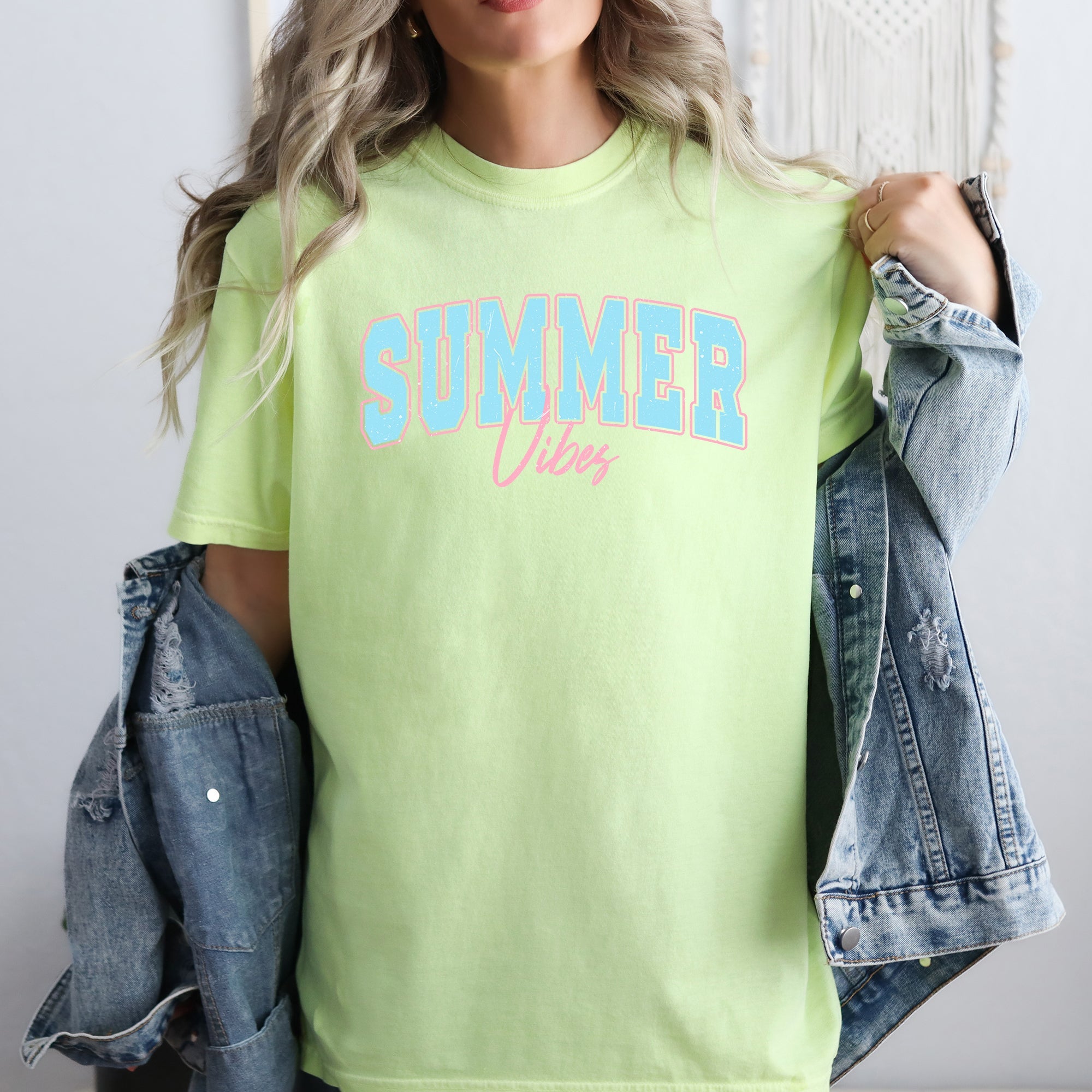 Summer Vibes, Two Tone, Retro, Varsity, Beach Edition Limited Release Comfort Colors Tee