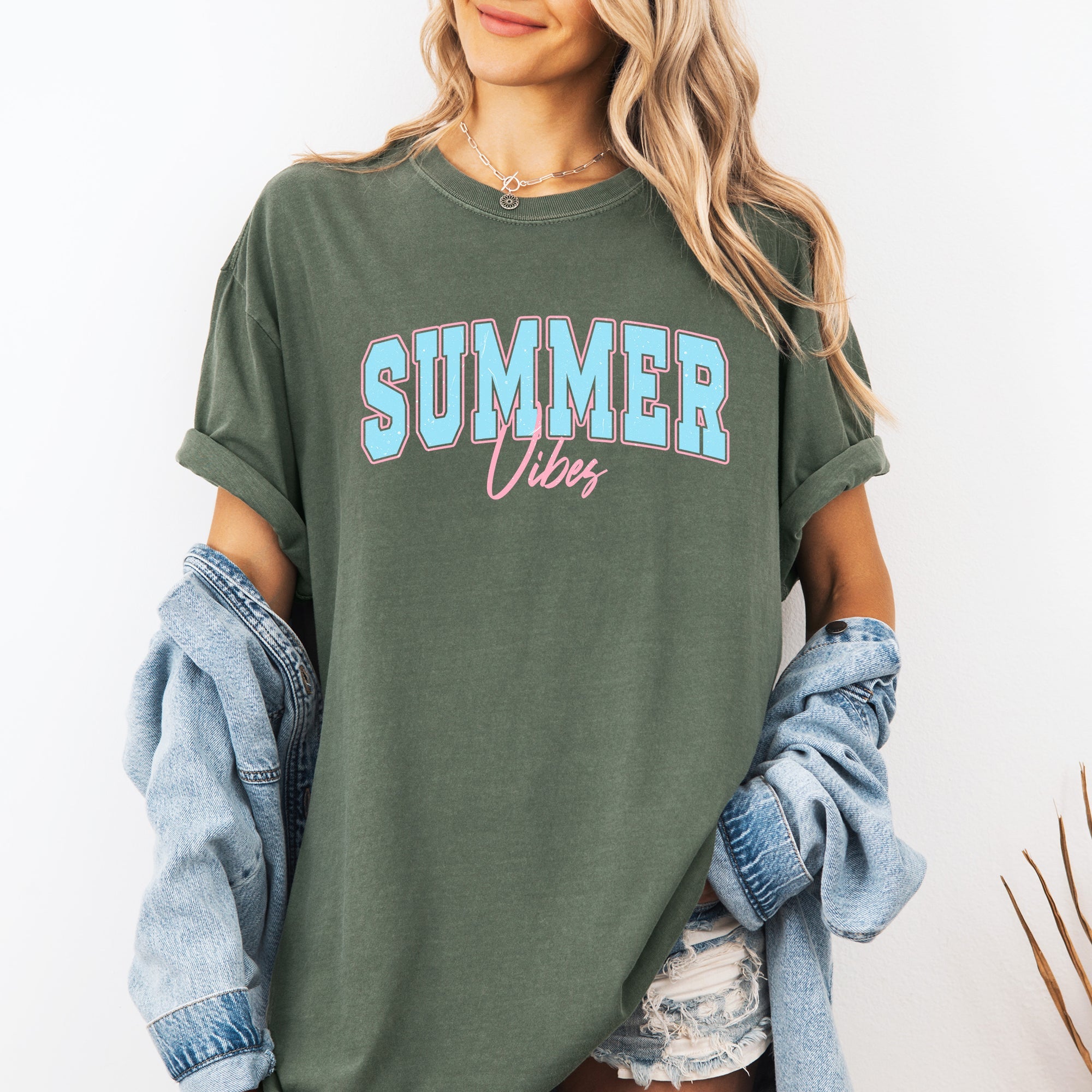Summer Vibes, Two Tone, Retro, Varsity, Beach Edition Limited Release Comfort Colors Tee