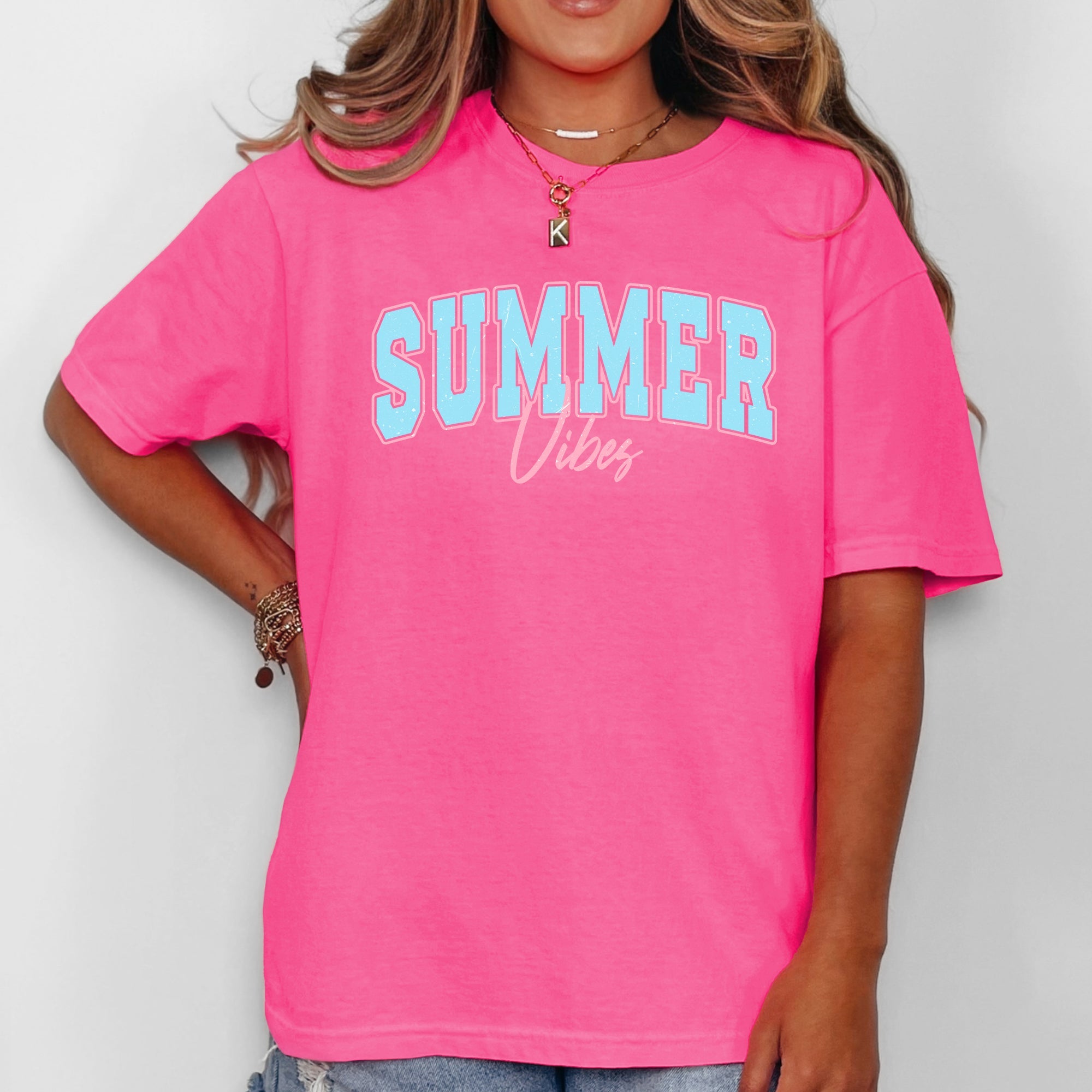 Summer Vibes, Two Tone, Retro, Varsity, Beach Edition Limited Release Comfort Colors Tee