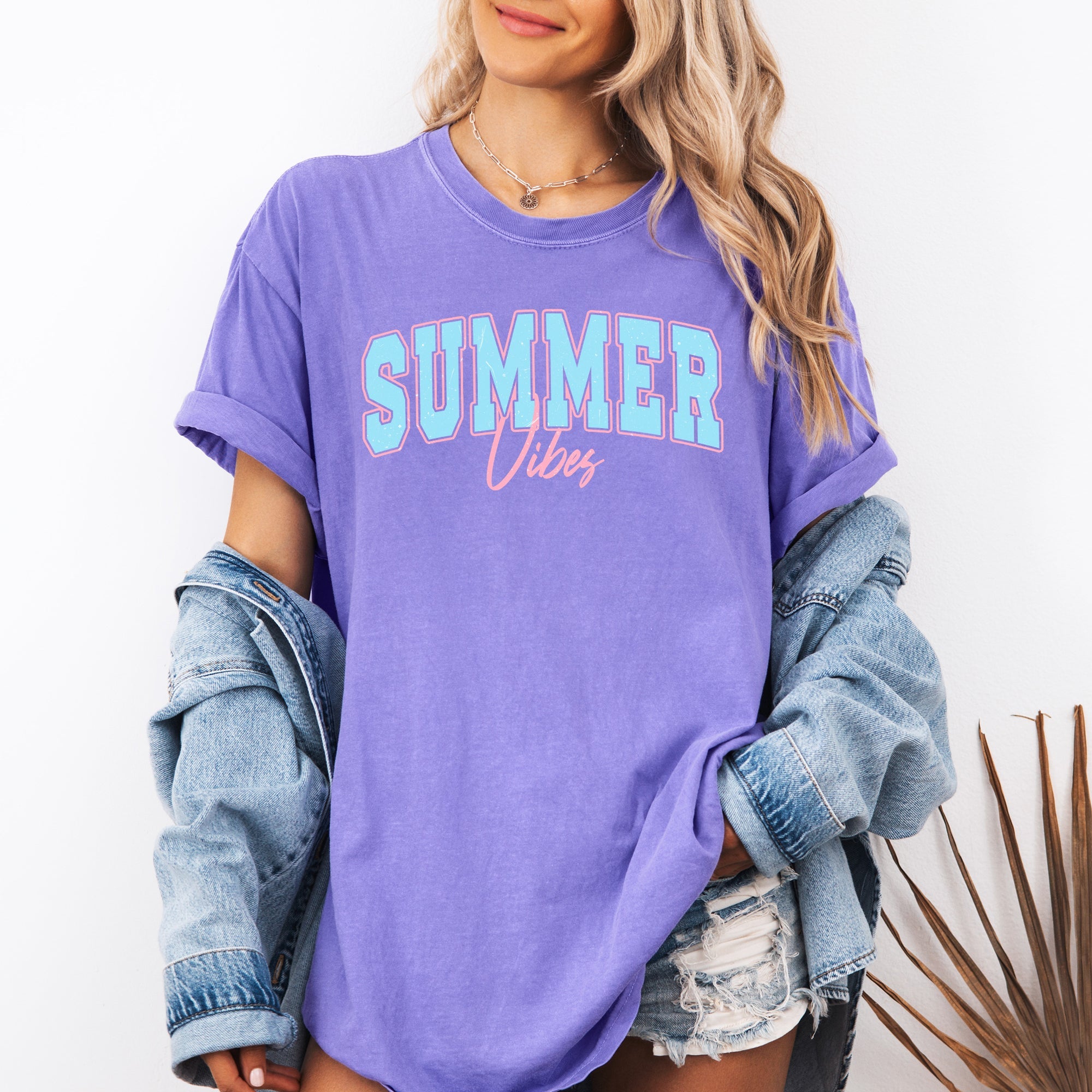 Summer Vibes, Two Tone, Retro, Varsity, Beach Edition Limited Release Comfort Colors Tee
