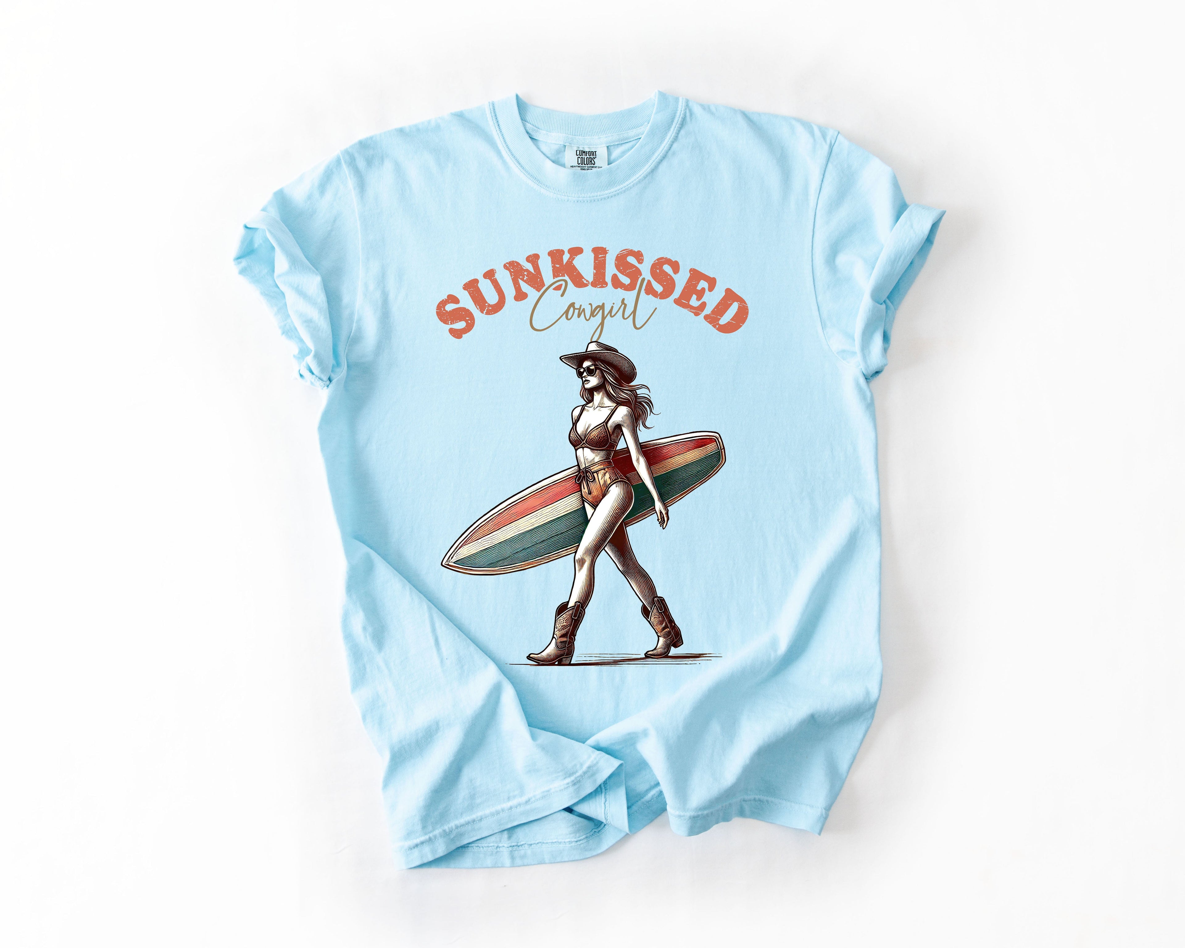 Sun Kissed Cowgirl Summer Beach Sea Life Outdoor Travel Western Country Comfort Colors Tee