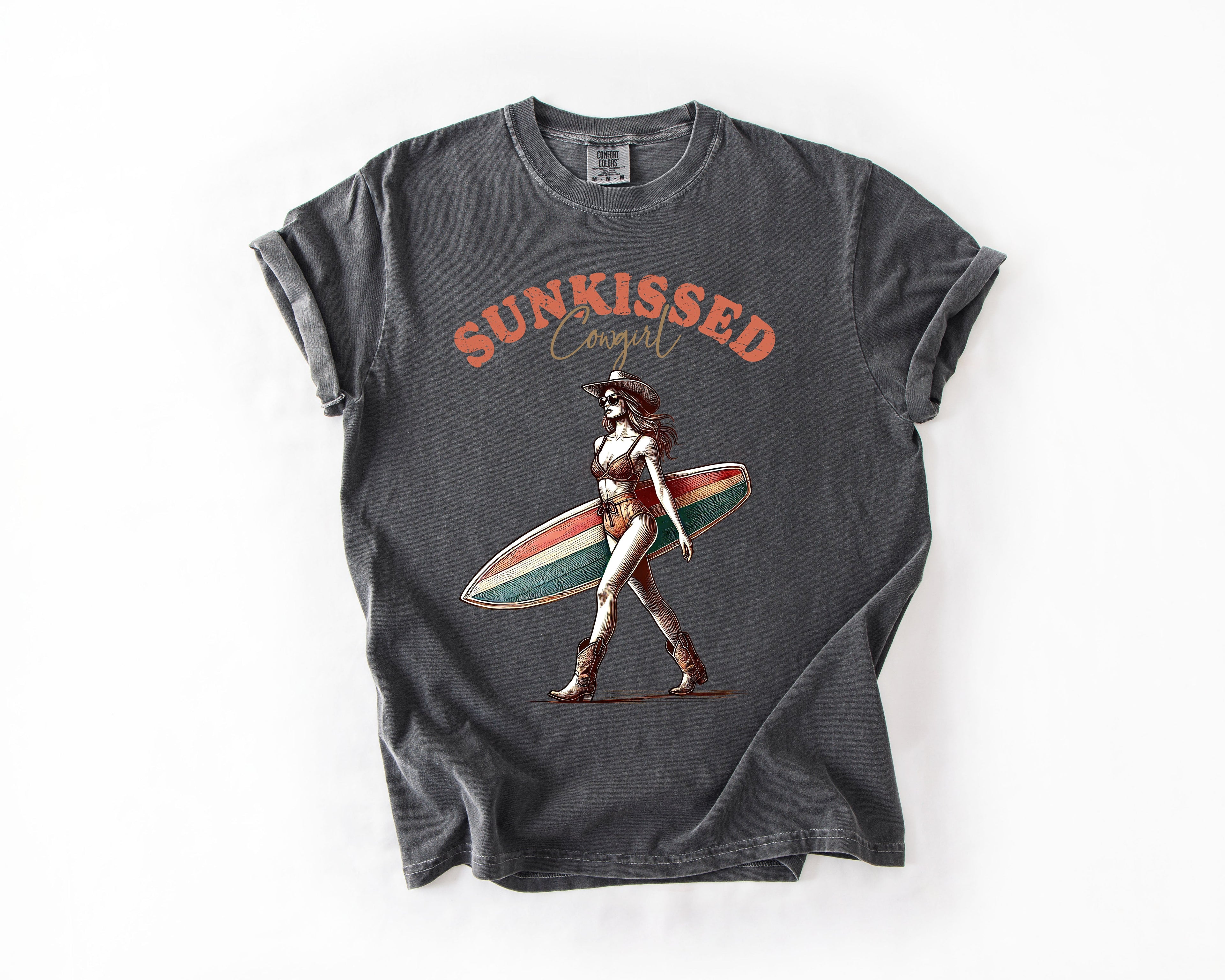 Sun Kissed Cowgirl Summer Beach Sea Life Outdoor Travel Western Country Comfort Colors Tee