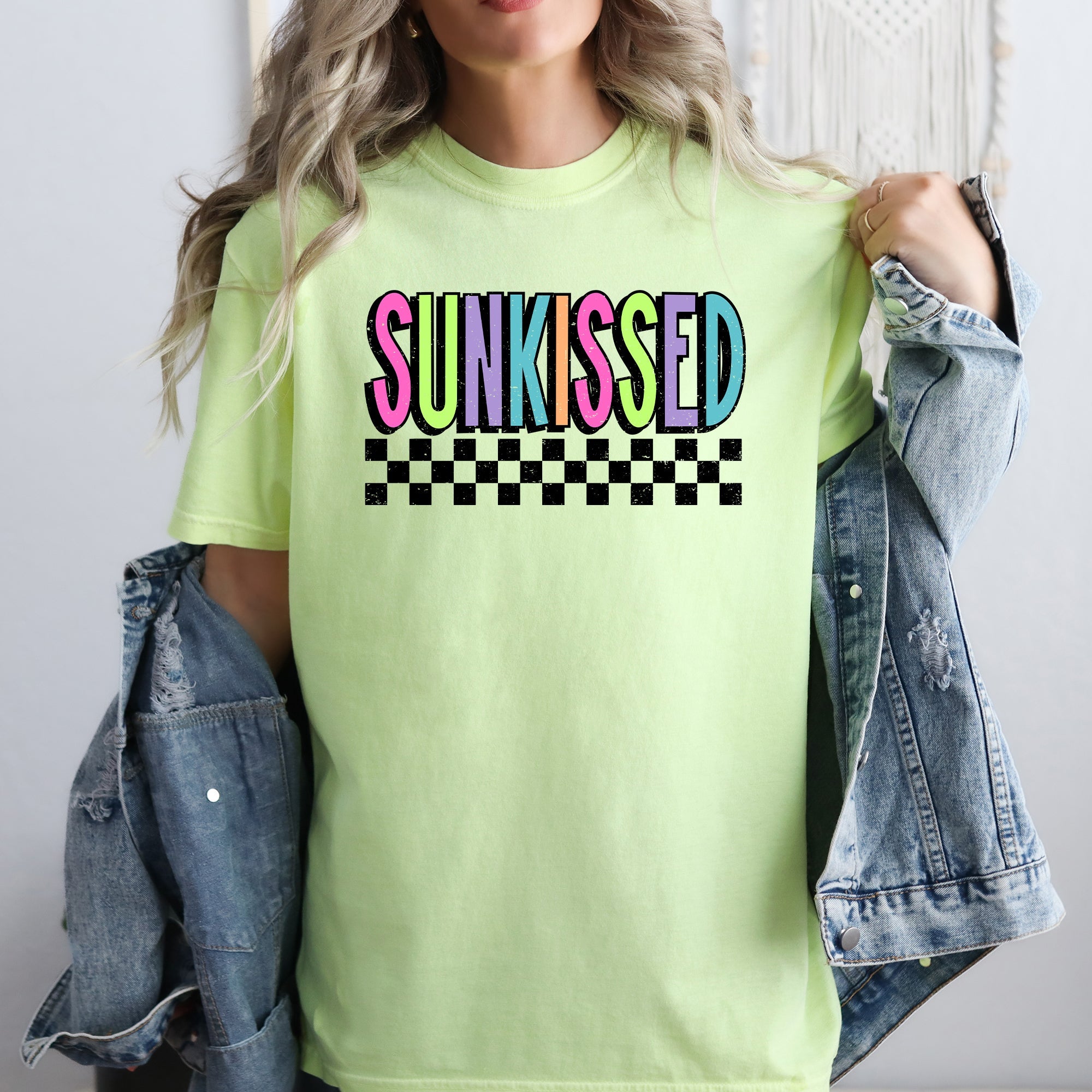 Sunkissed Retro Checkered Beach Summer Sunset Vibes Resort Edition Comfort Colors Tee