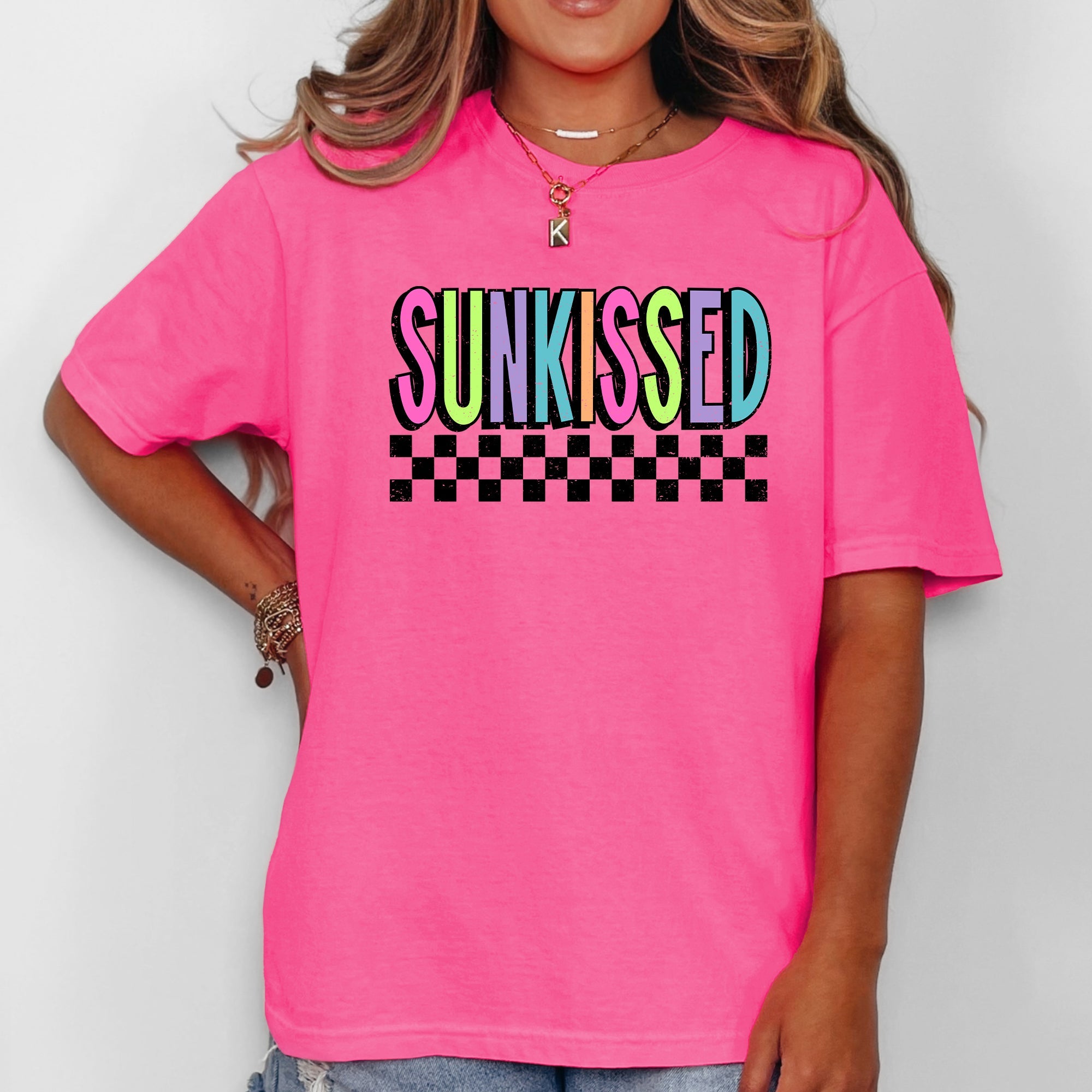 Sunkissed Retro Checkered Beach Summer Sunset Vibes Resort Edition Comfort Colors Tee