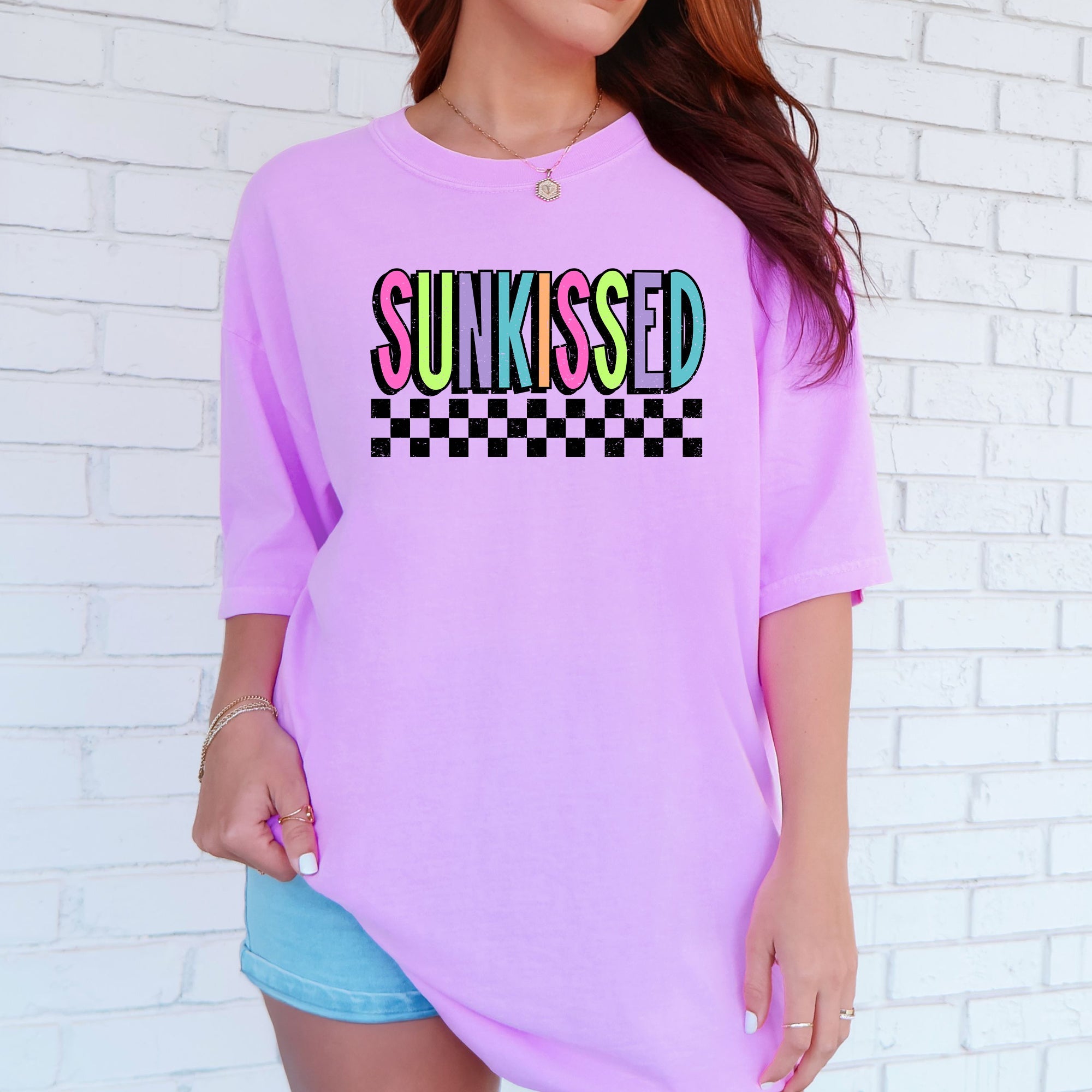 Sunkissed Retro Checkered Beach Summer Sunset Vibes Resort Edition Comfort Colors Tee