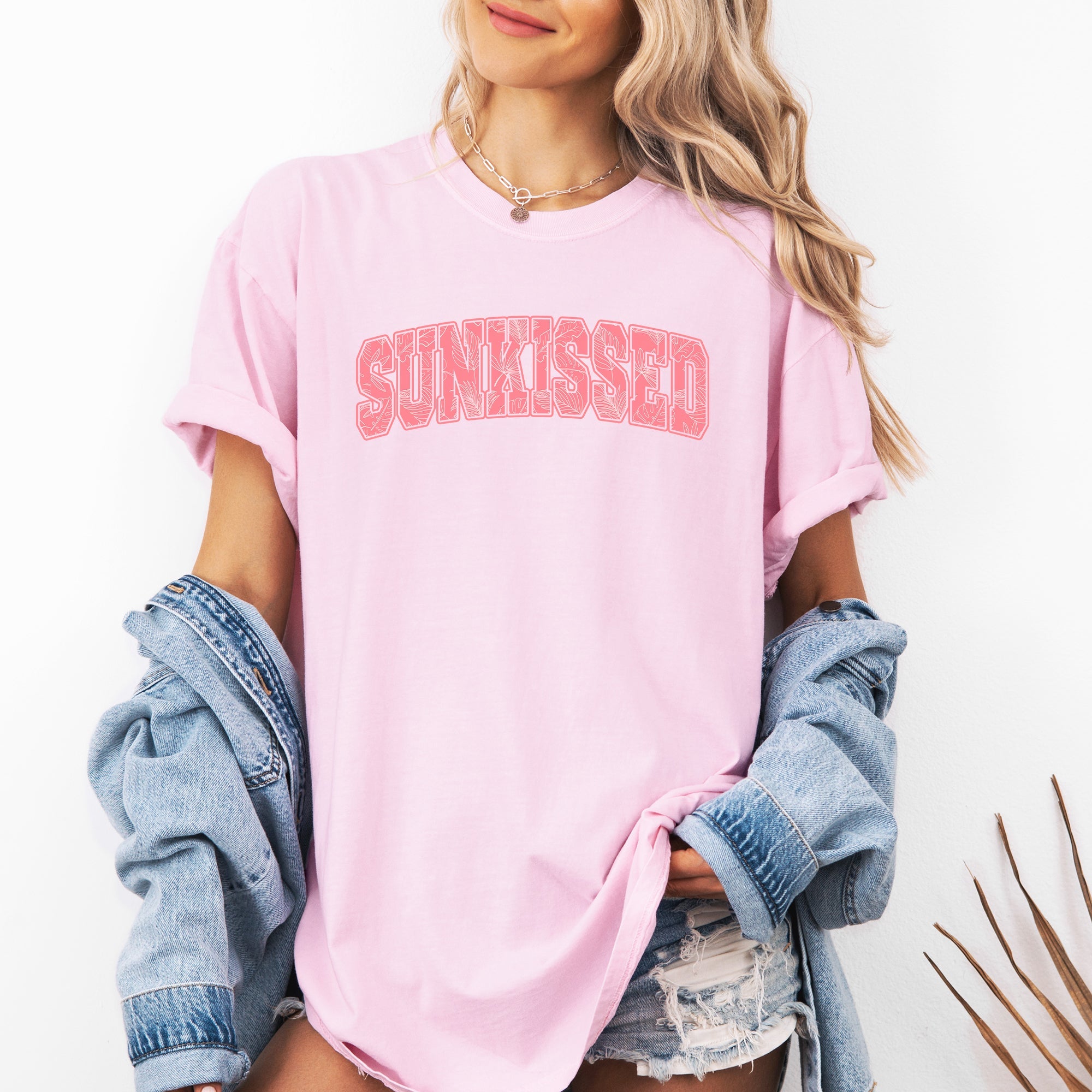 Sunkissed Varsity Retro Palm Trees Summer Summertime Beach Print Comfort Colors Tee