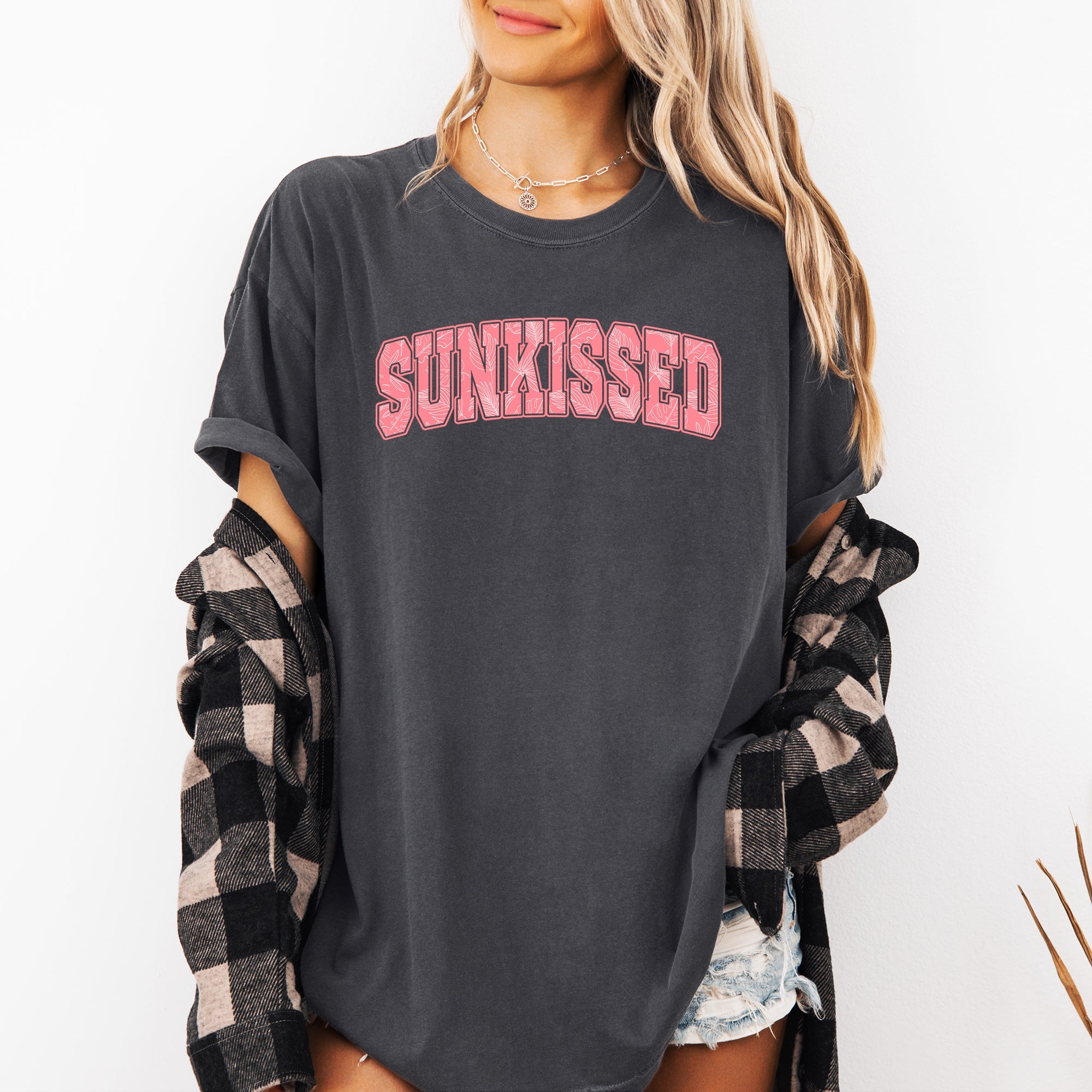 Sunkissed Varsity Retro Palm Trees Summer Summertime Beach Print Comfort Colors Tee