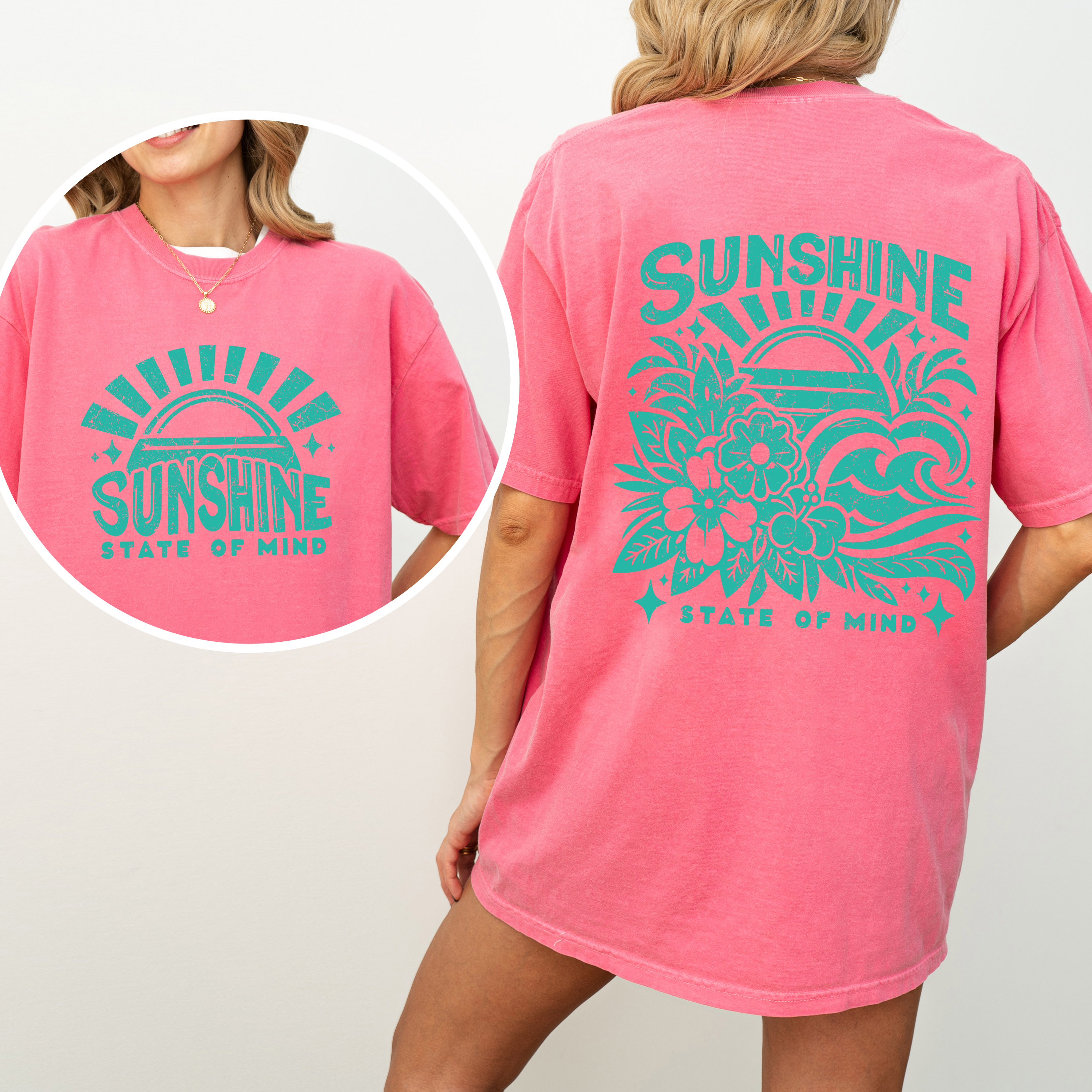 Sunshine State Of Mind Retro Beach Summer Front And Back Edition For Sunny Day Getaways Comfort Colors Tee