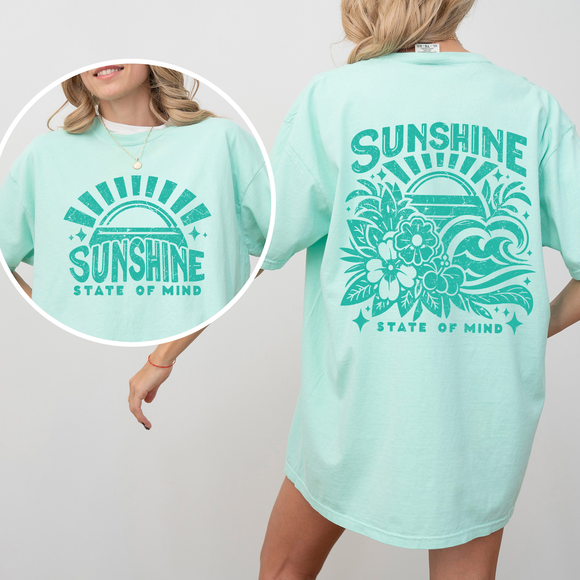 Sunshine State Of Mind Retro Beach Summer Front And Back Edition For Sunny Day Getaways Comfort Colors Tee
