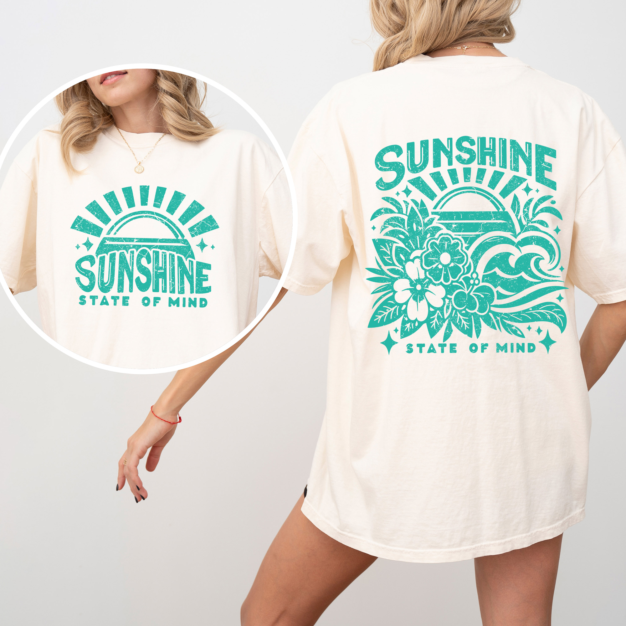 Sunshine State Of Mind Retro Beach Summer Front And Back Edition For Sunny Day Getaways Comfort Colors Tee