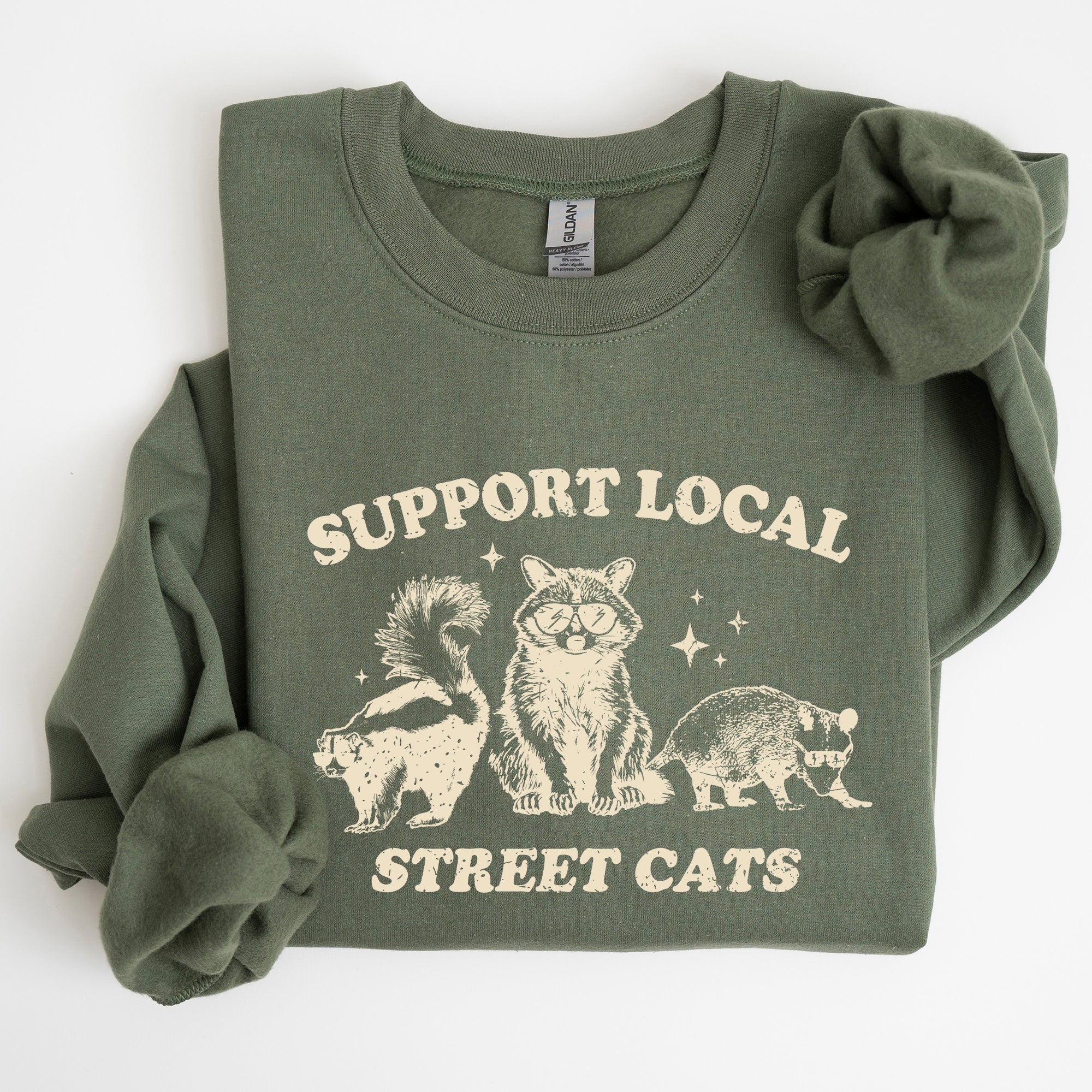 Support Local Street Cats Raccoon Skunk Possum Meme Sweatshirt For Animal Lovers