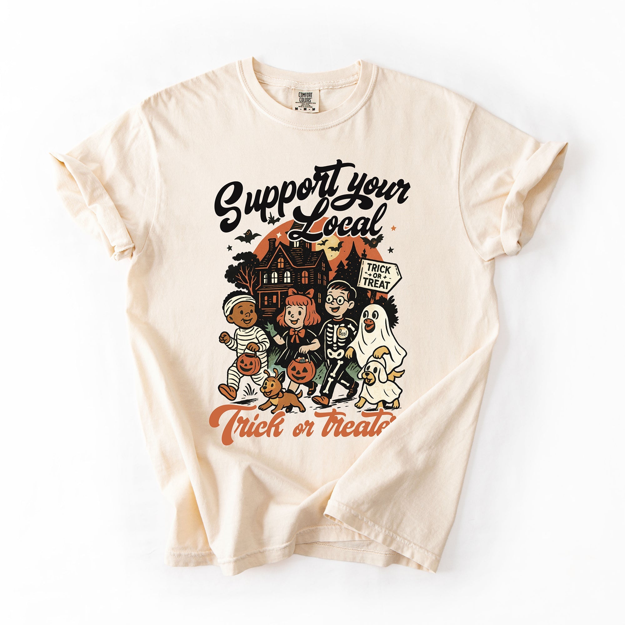 Support Your Local Trick or Treaters Halloween Costume Night Edition Comfort Colors Tee