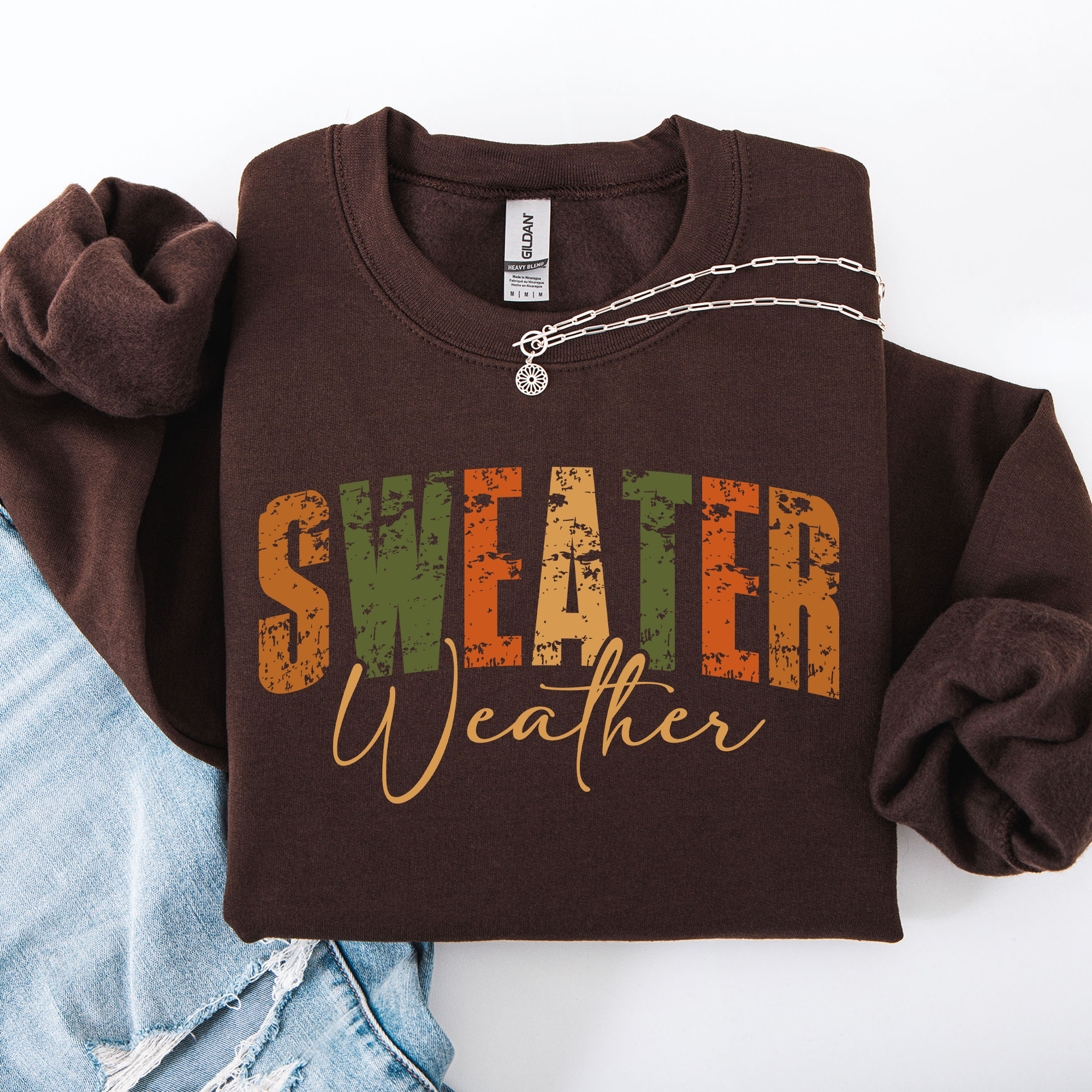 Sweater Weather Fall Retro Varsity Autumn Pumpkin Floral Cozy Floral Theme Sweatshirt