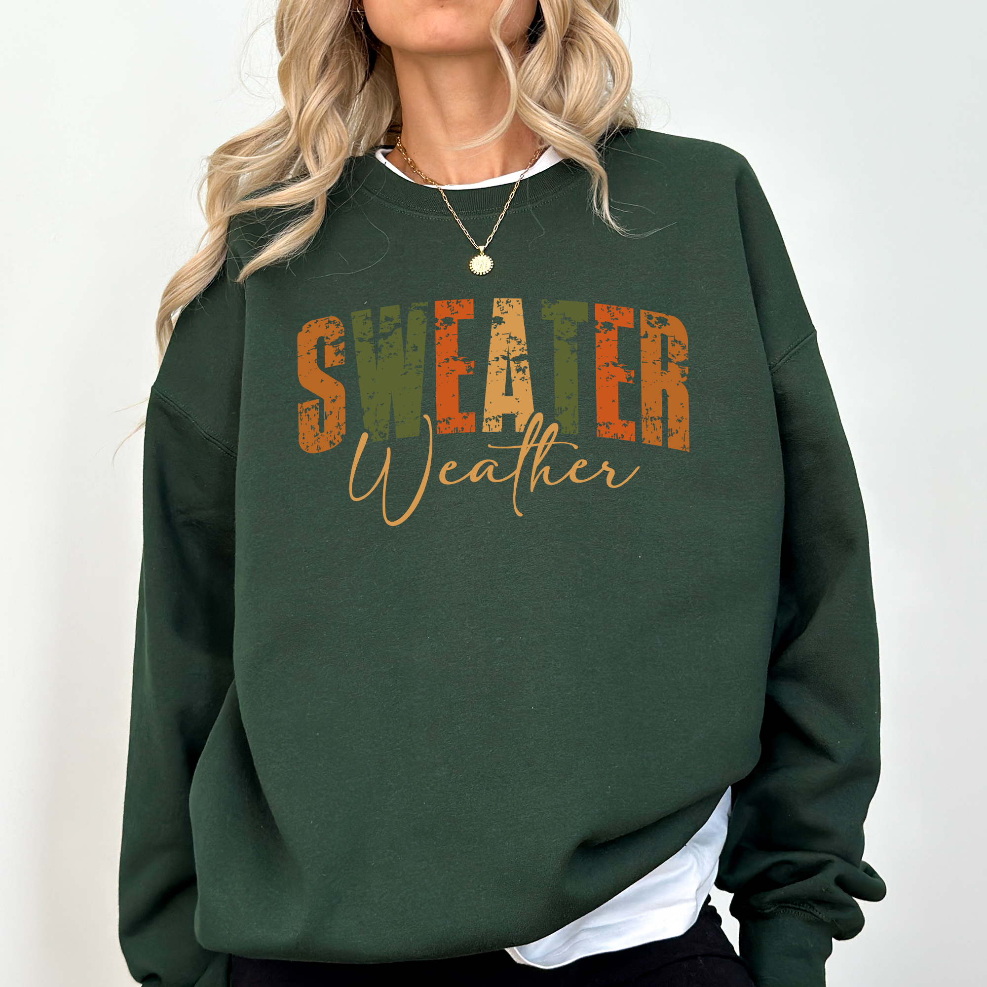 Sweater Weather Fall Retro Varsity Autumn Pumpkin Floral Cozy Floral Theme Sweatshirt