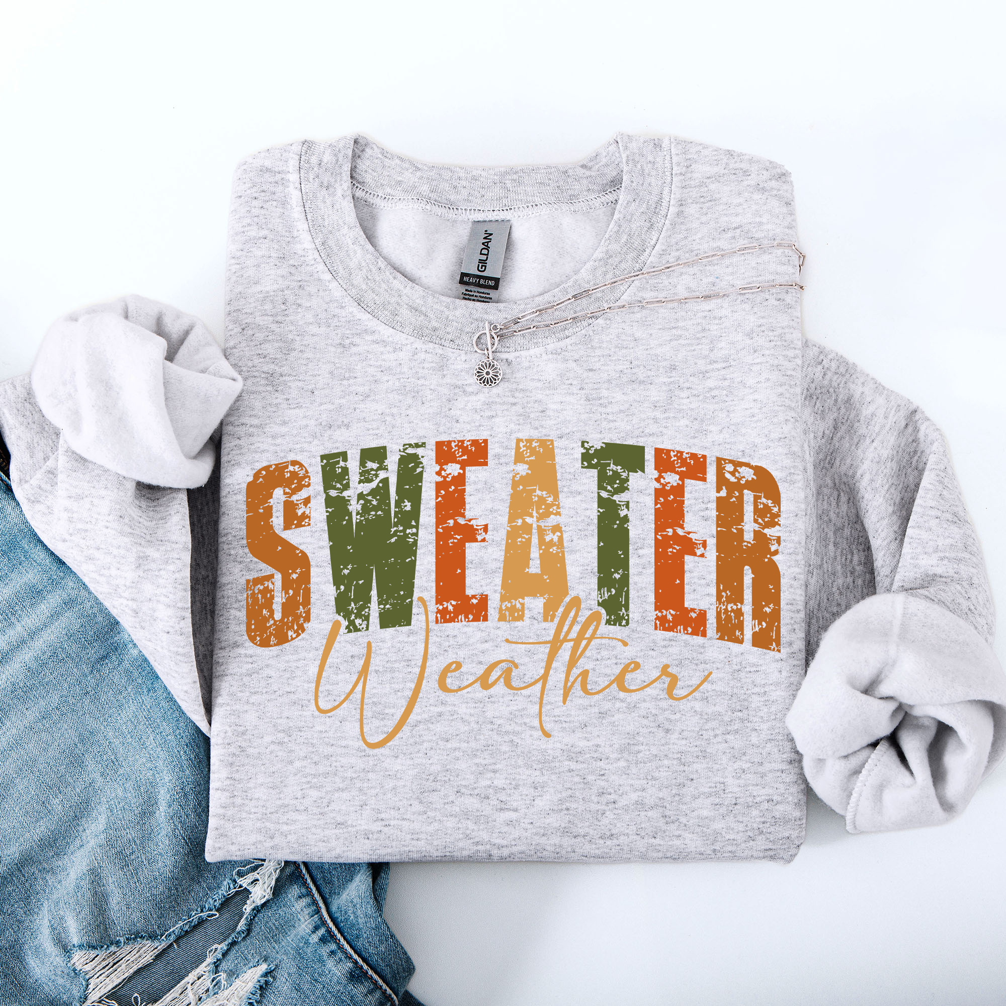 Sweater Weather Fall Retro Varsity Autumn Pumpkin Floral Cozy Floral Theme Sweatshirt