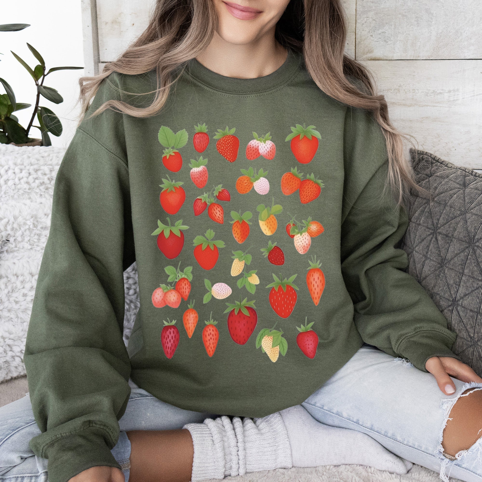 Sweet Strawberry Delight, Juicy Fruit, Berry Sweatshirt