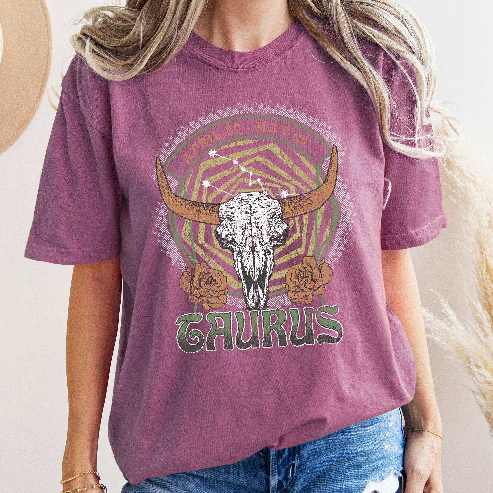 Taurus Zodiac Horoscope Astrology Celestial Vintage Classic Style Comfort Colors Tee