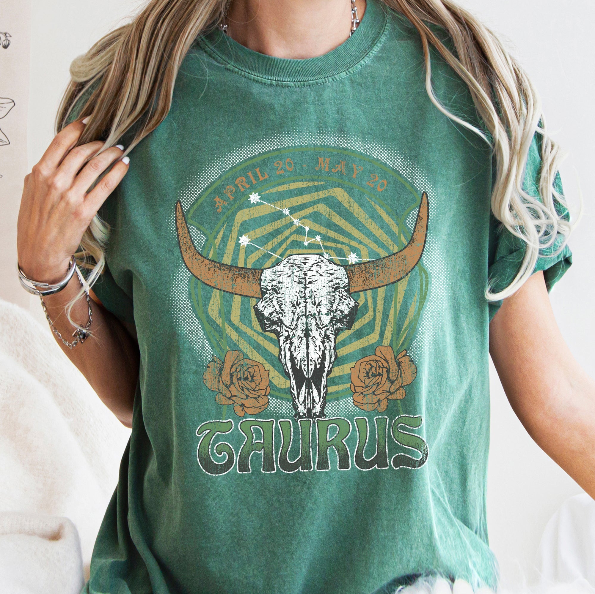 Taurus Zodiac Horoscope Astrology Celestial Vintage Classic Style Comfort Colors Tee