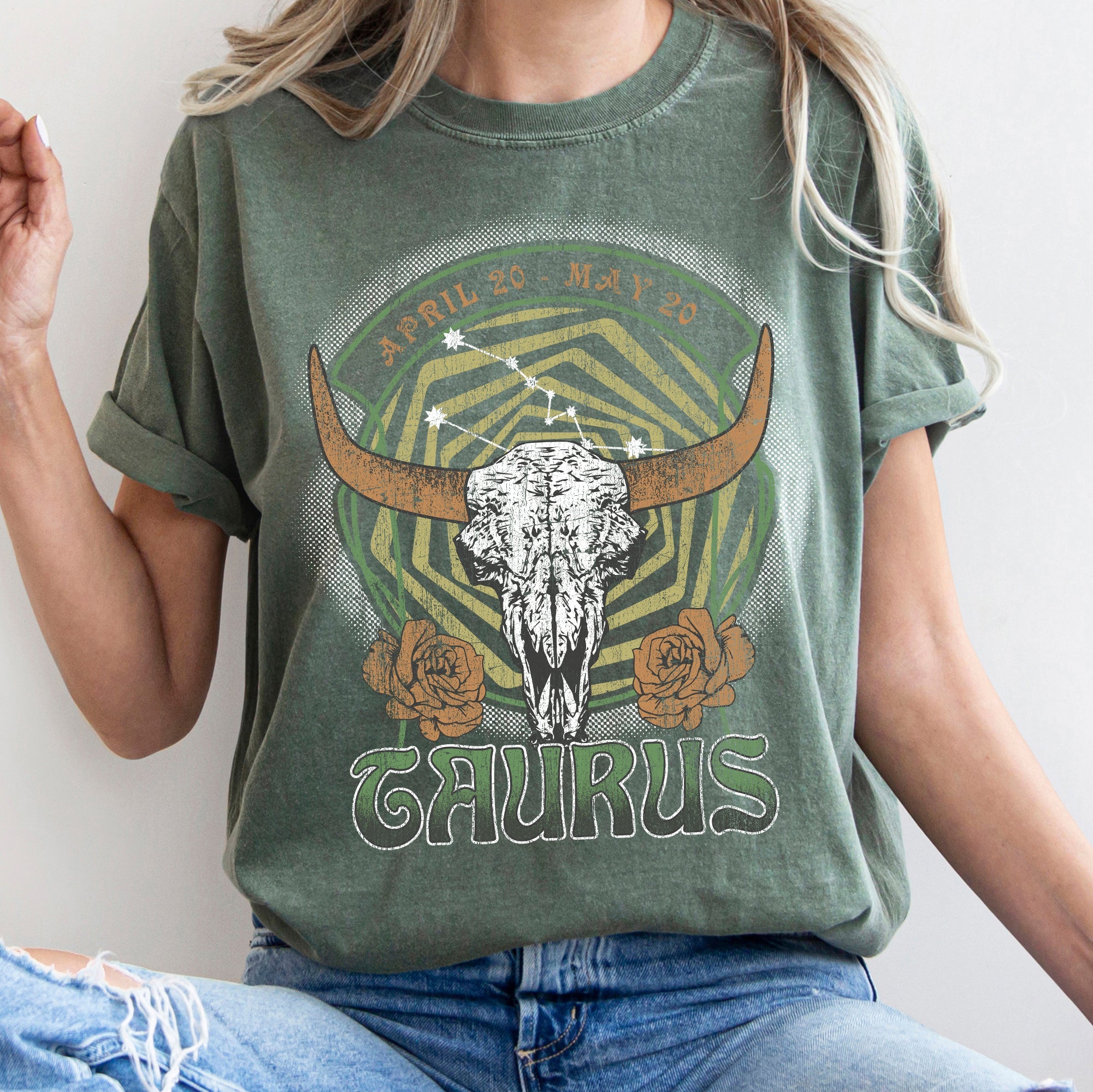 Taurus Zodiac Horoscope Astrology Celestial Vintage Classic Style Comfort Colors Tee