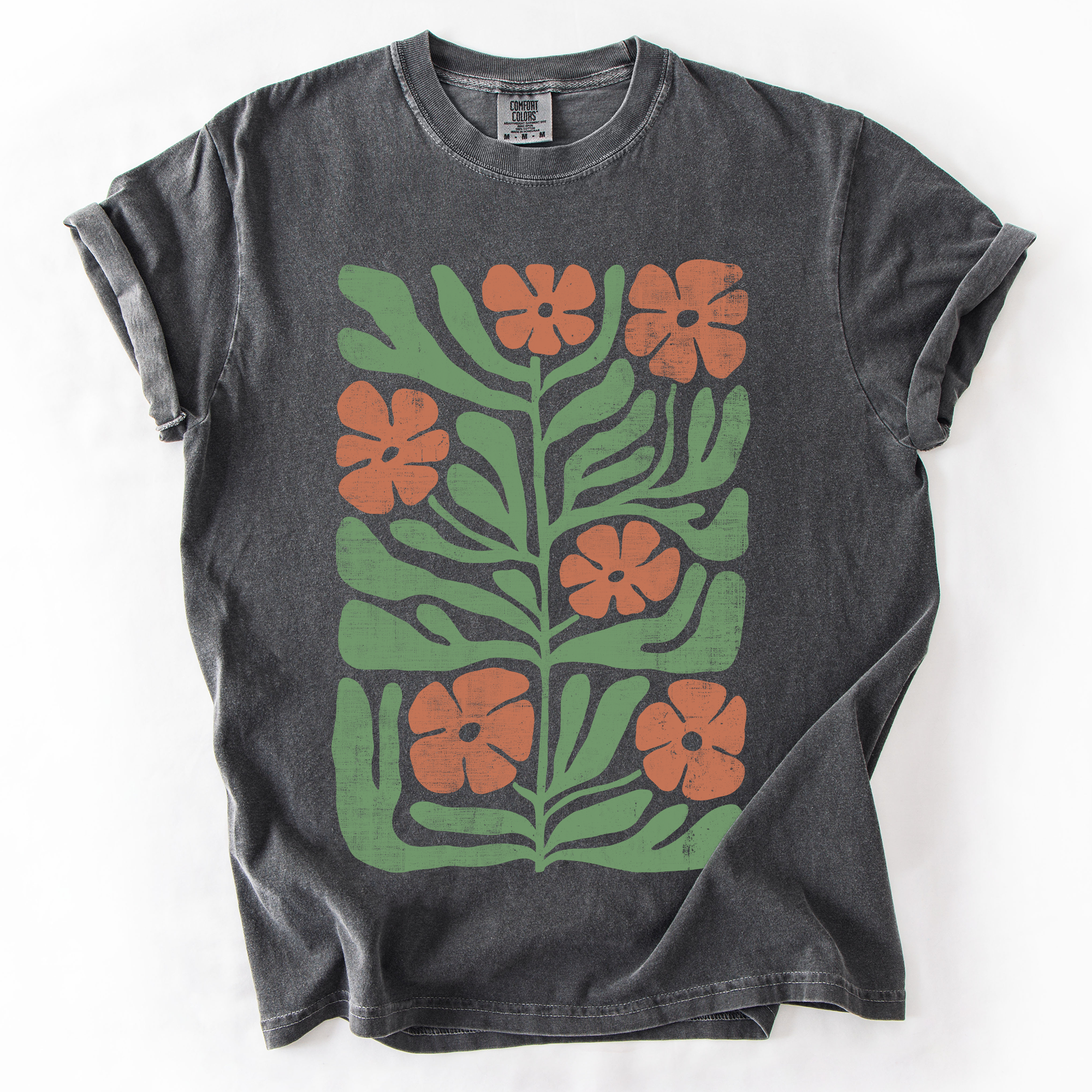 Terracotta Flower Botanical Vintage Boho Nature Autumn Harvest Bouquet Leopard Print Pumpkins Comfort Colors Tee