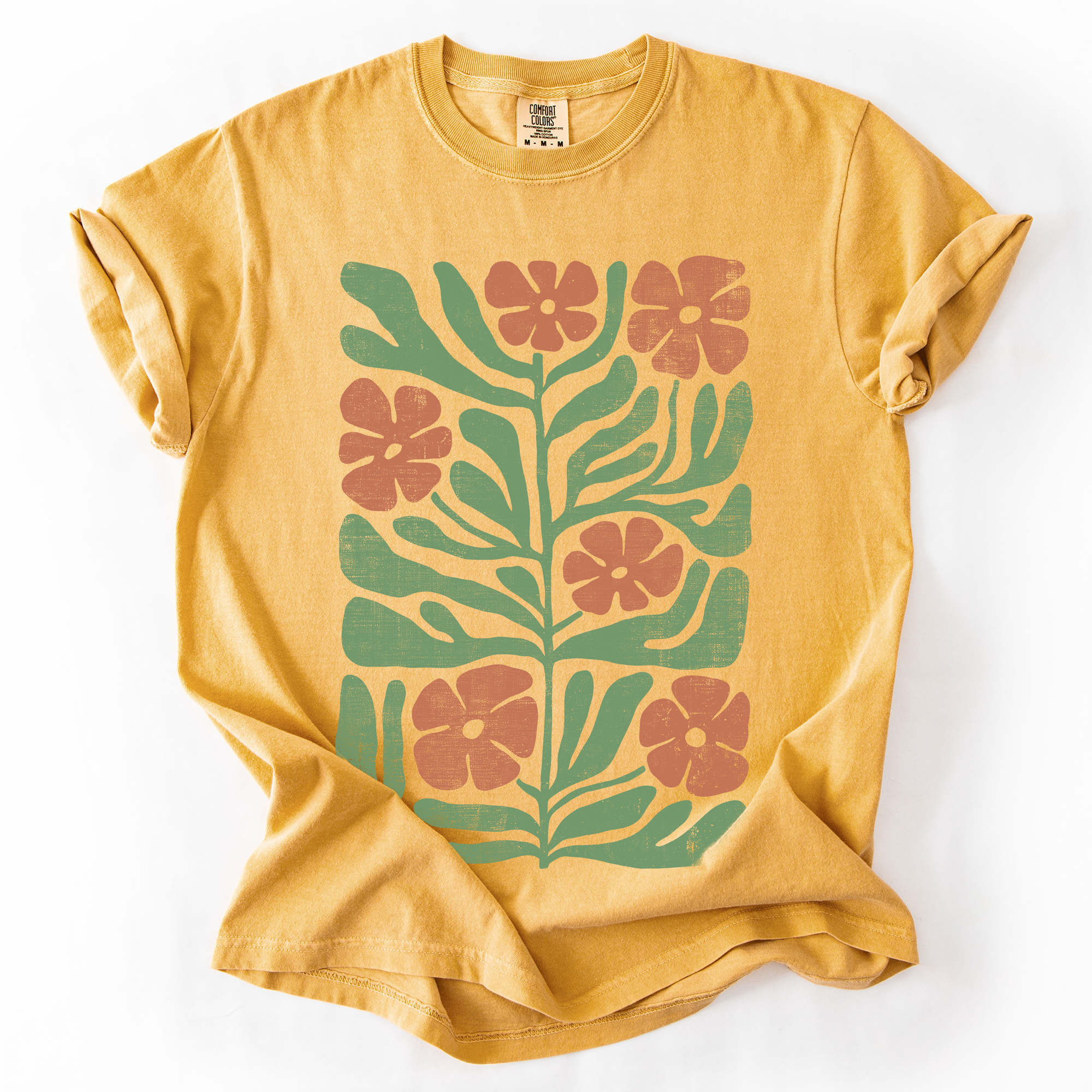 Terracotta Flower Botanical Vintage Boho Nature Autumn Harvest Bouquet Leopard Print Pumpkins Comfort Colors Tee