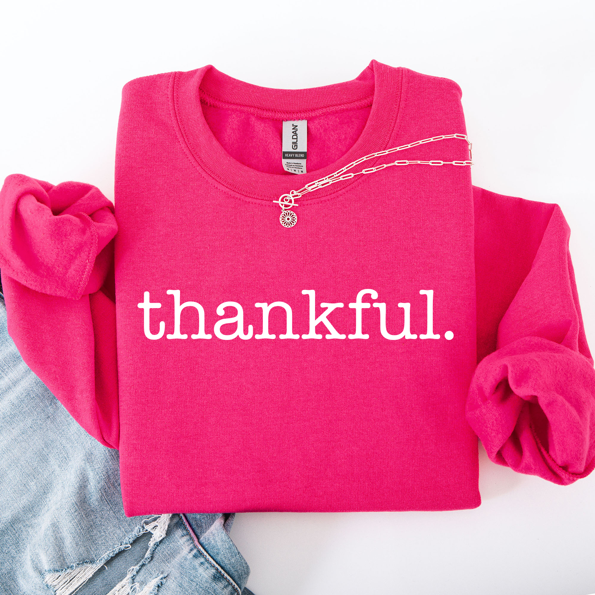 Thankful Minimalist Thanksgiving Autumn Fall Cozy Knit Cotton Premium Seasonal Warm Sweatshirt