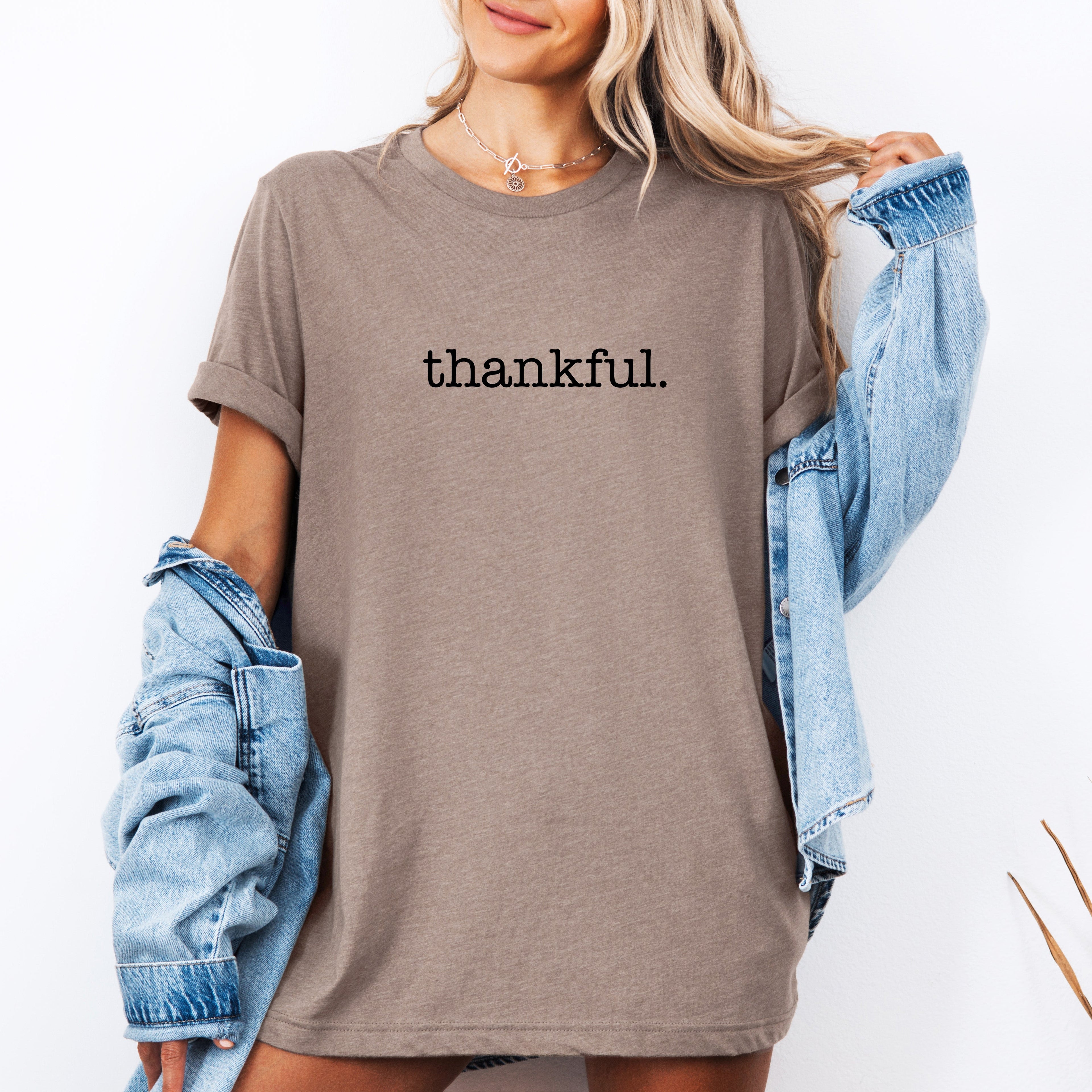 Thankful Minimalist Thanksgiving Autumn Fall Cozy Rustic Heritage Landscape Graphic Tee