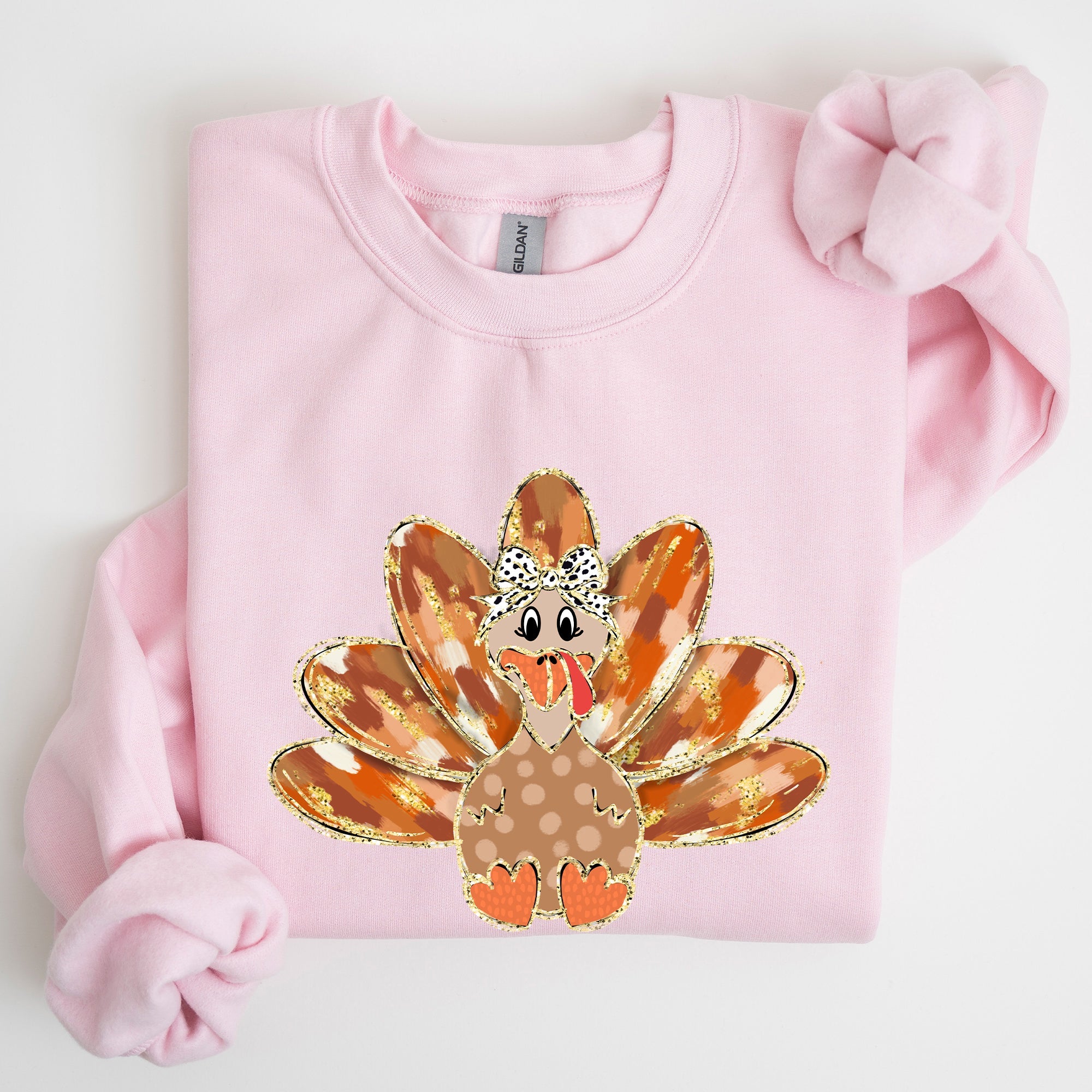 Thanksgiving Turkey Autumn Painted Graphic Fall Harvest Illustration Cozy Sweatshirt
