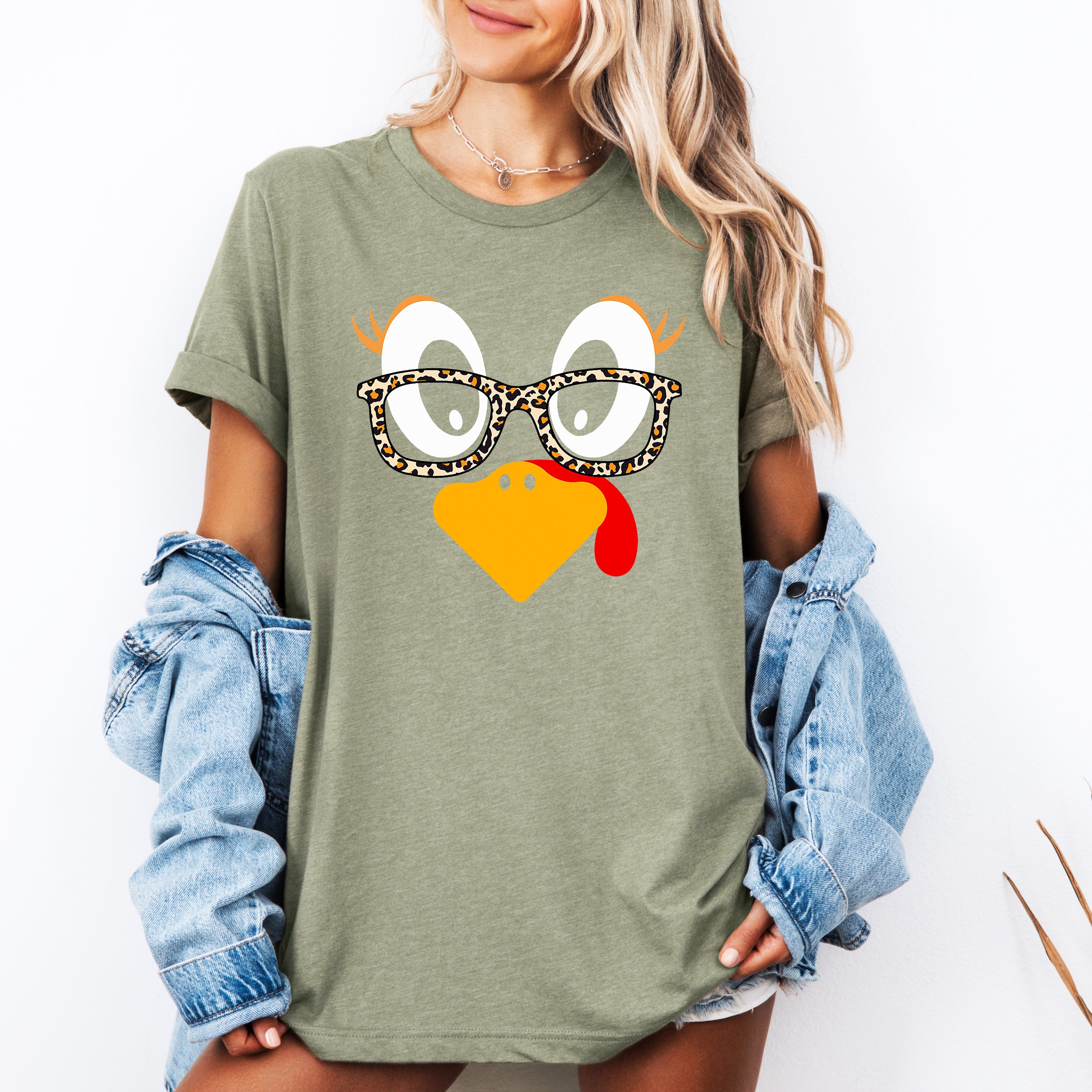 Thanksgiving Teacher Turkey Leopard Print Autumn Classroom Theme Cozy Graphic Tee