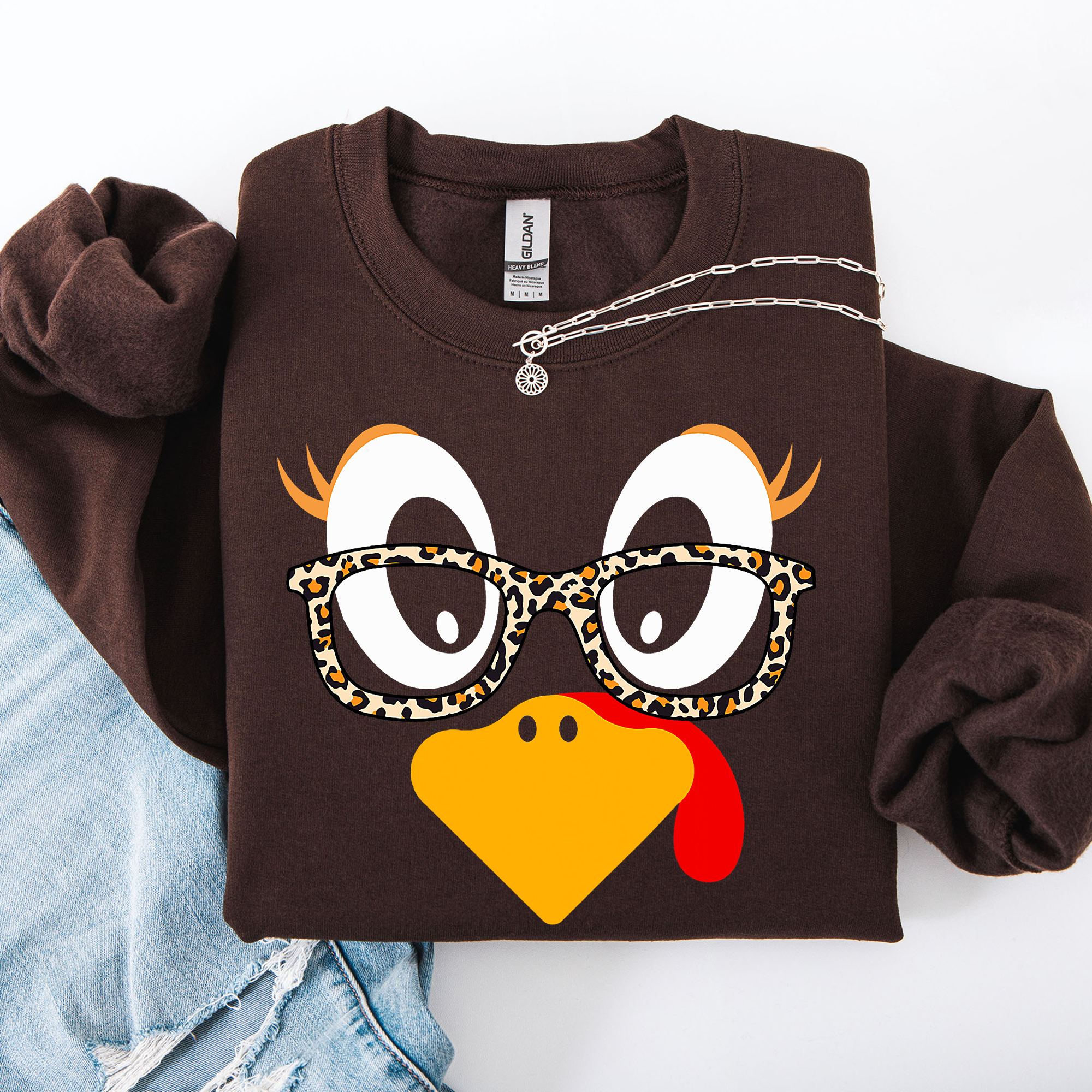 Thanksgiving Teacher Turkey Leopard Print Autumn Festive Cozy Classroom Style Sweatshirt