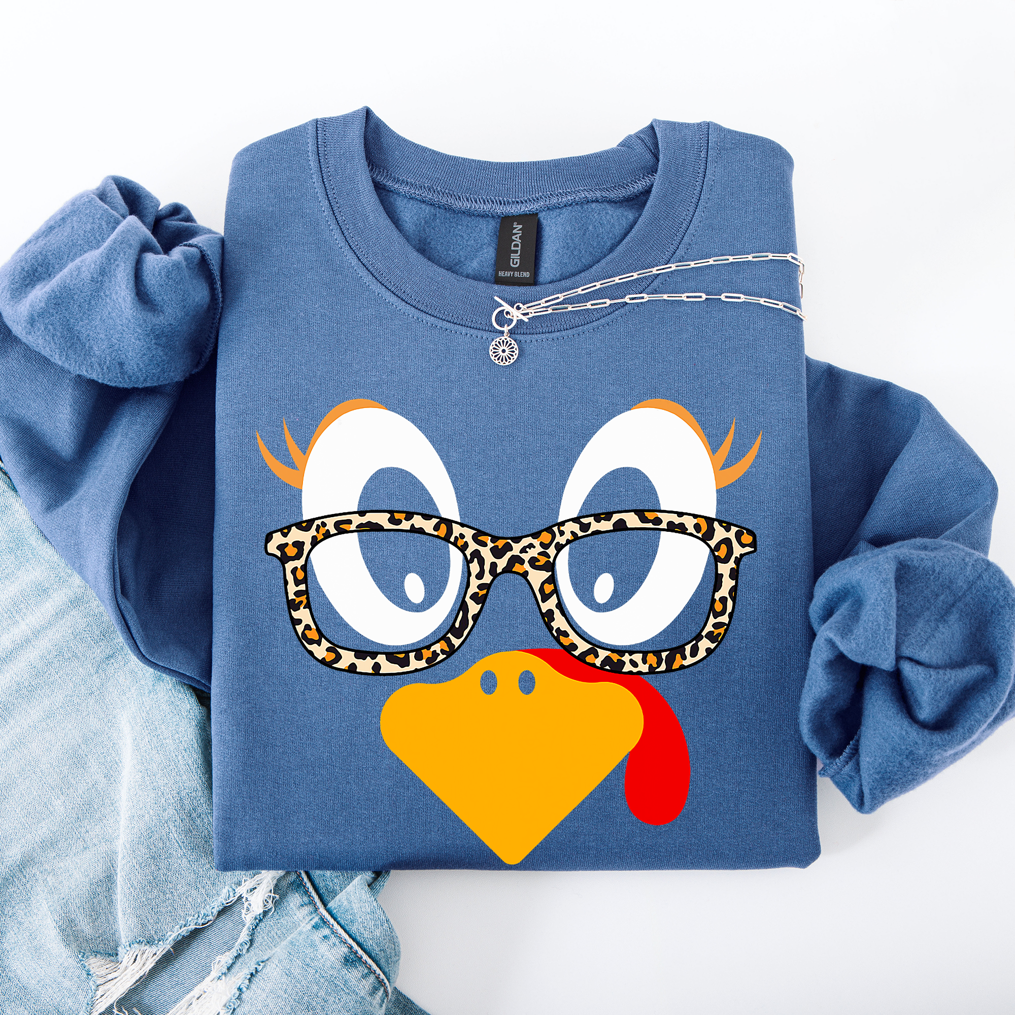 Thanksgiving Teacher Turkey Leopard Print Autumn Festive Cozy Classroom Style Sweatshirt