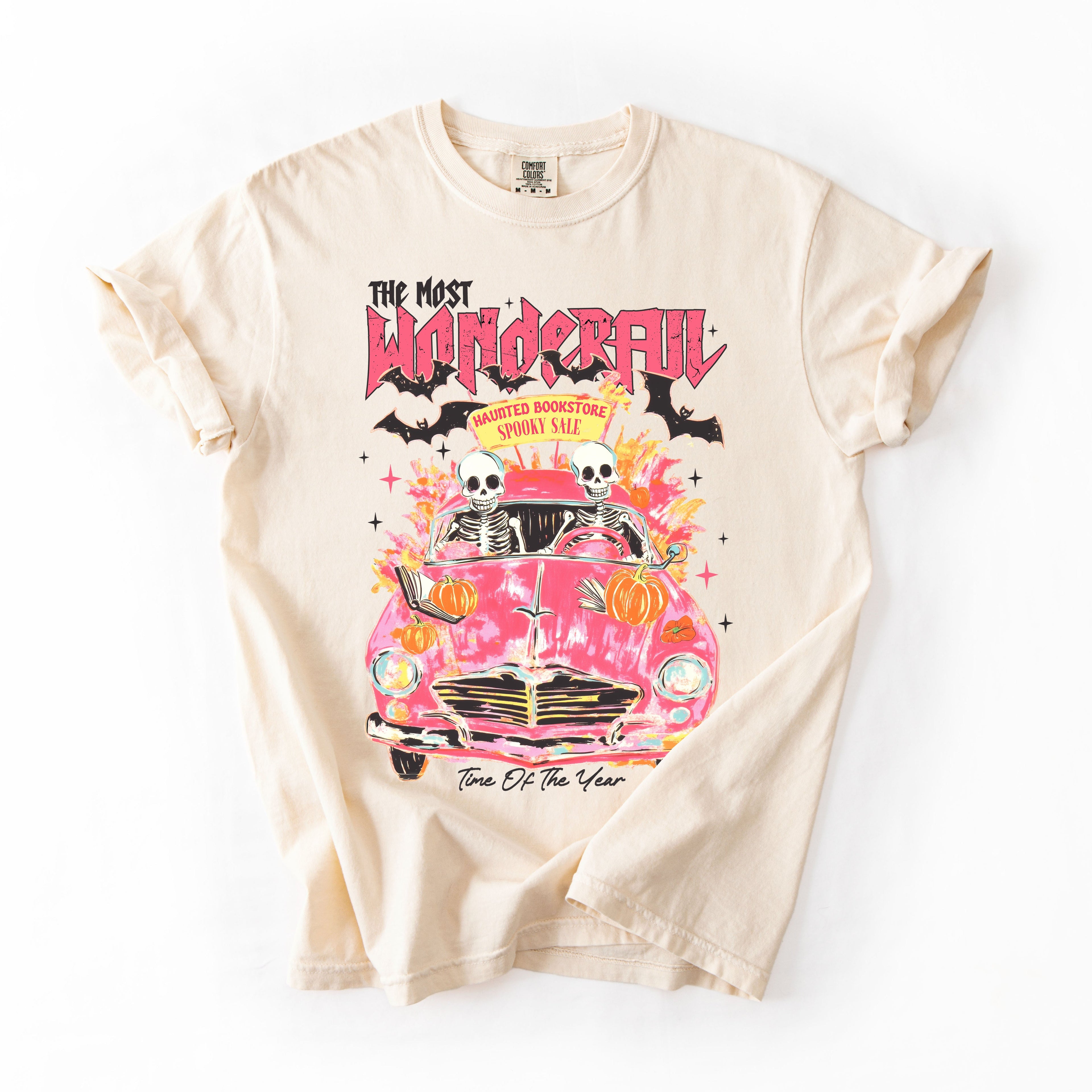 The Most Wonderful Time Of The Year Reading Skeletons Halloween Comfort Colors Tee