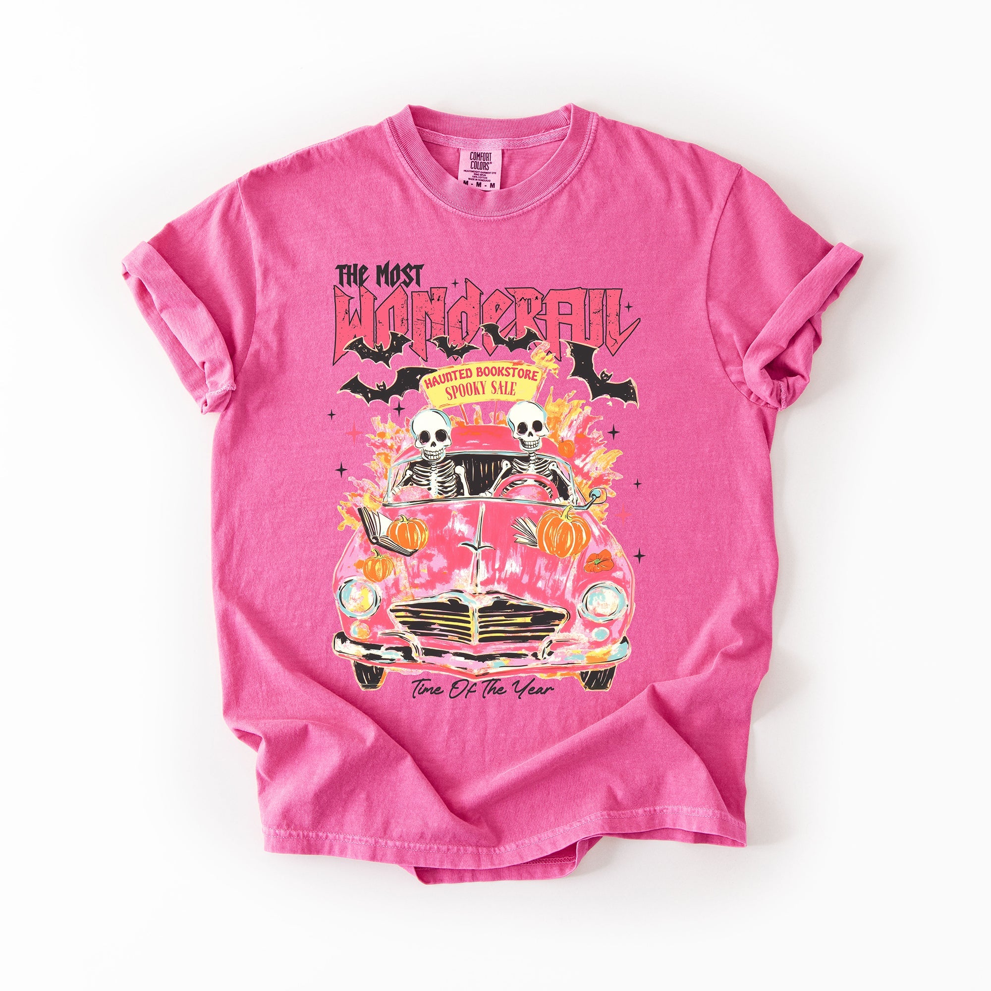 The Most Wonderful Time Of The Year Reading Skeletons Halloween Comfort Colors Tee