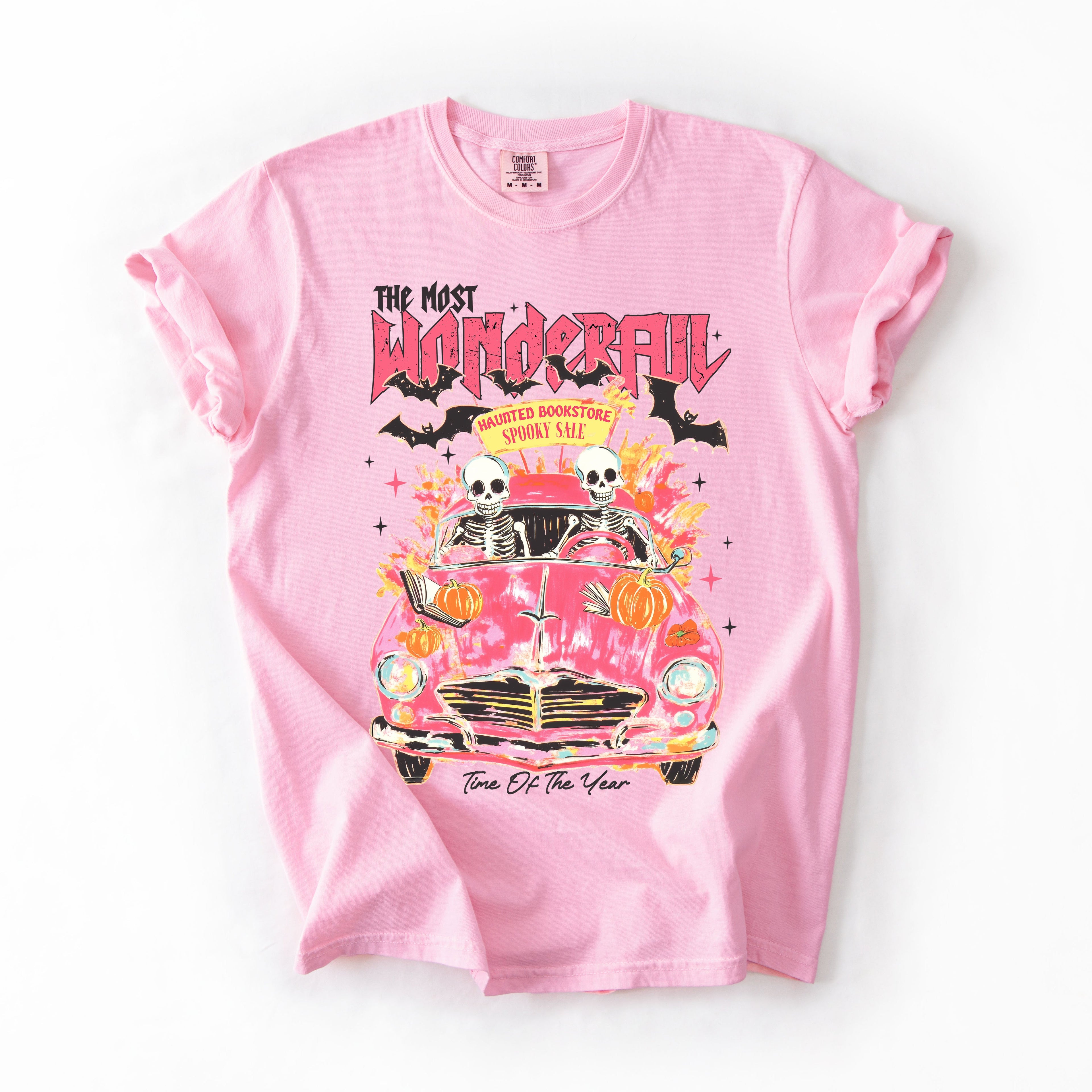The Most Wonderful Time Of The Year Reading Skeletons Halloween Comfort Colors Tee